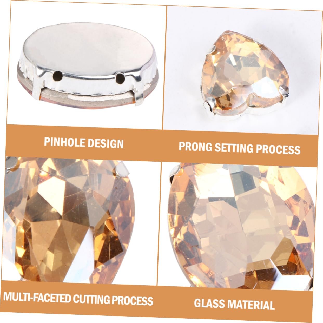 Стразы Стеклянные Каплевидные с Кристаллами и Серебряной Плоской Основой, 50 шт, фото №4