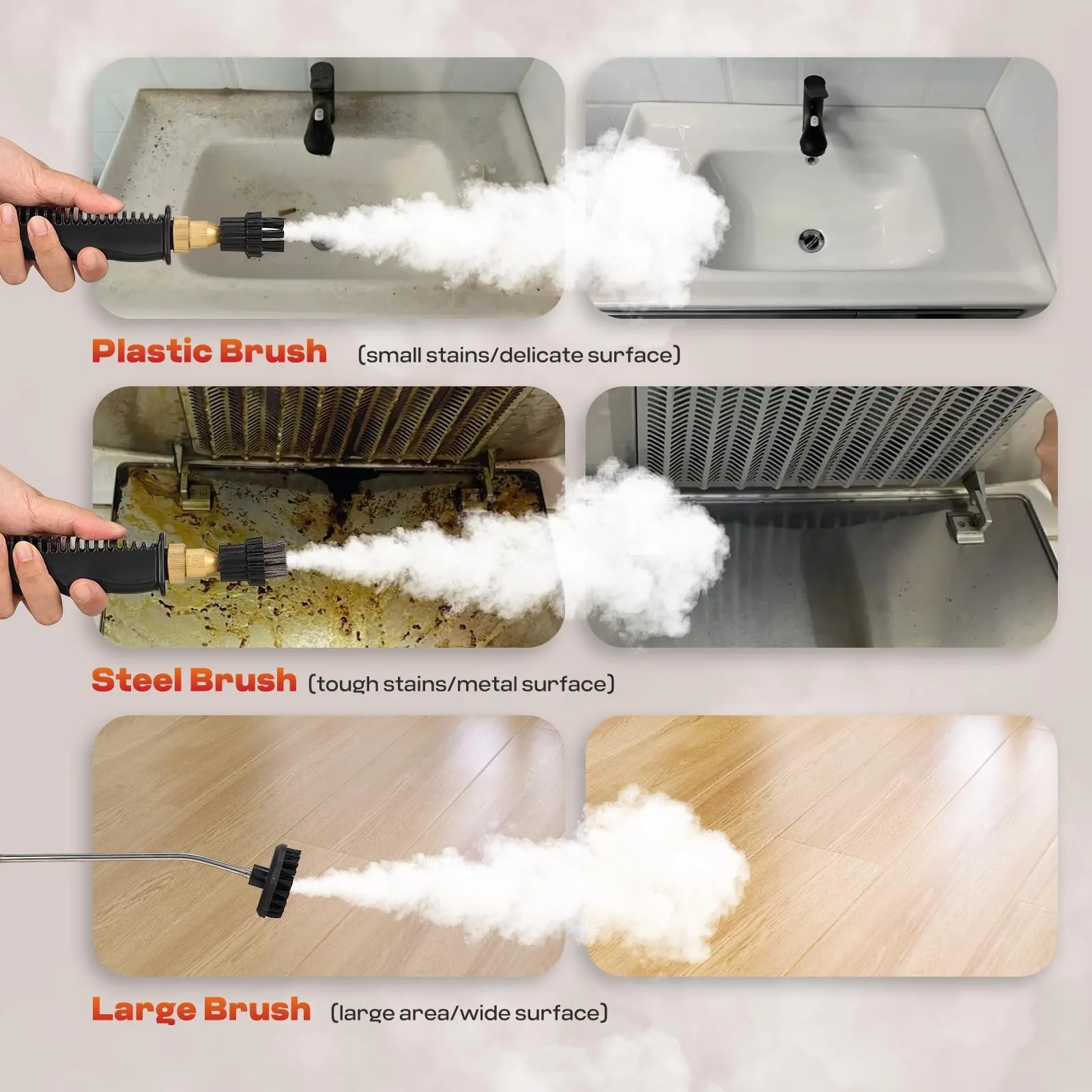 Ручний пароочисник Moongiantgo 2500 Вт 1.5 л 3.5 бар Помаранчевий, фото №4