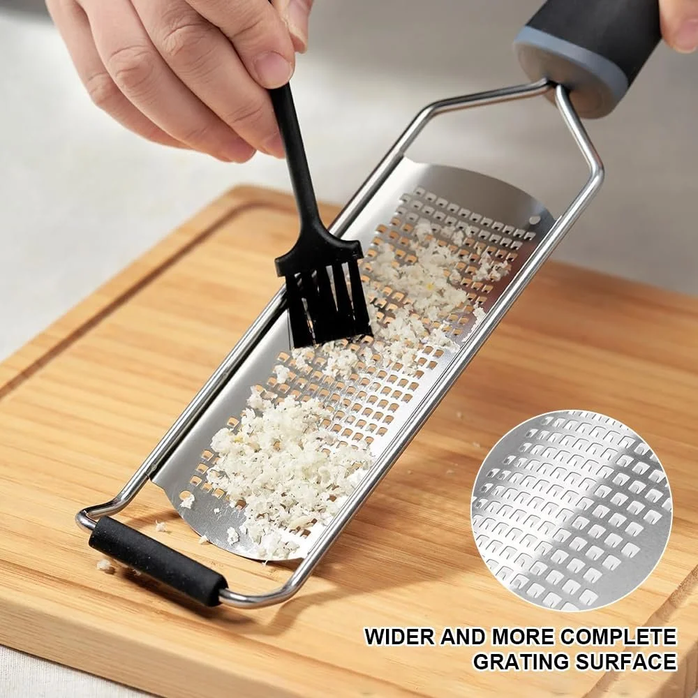 Терка для сиру Пармезан, цедри лимона, ручна з нержавіючої сталі з гумовою ручкою, фото №8