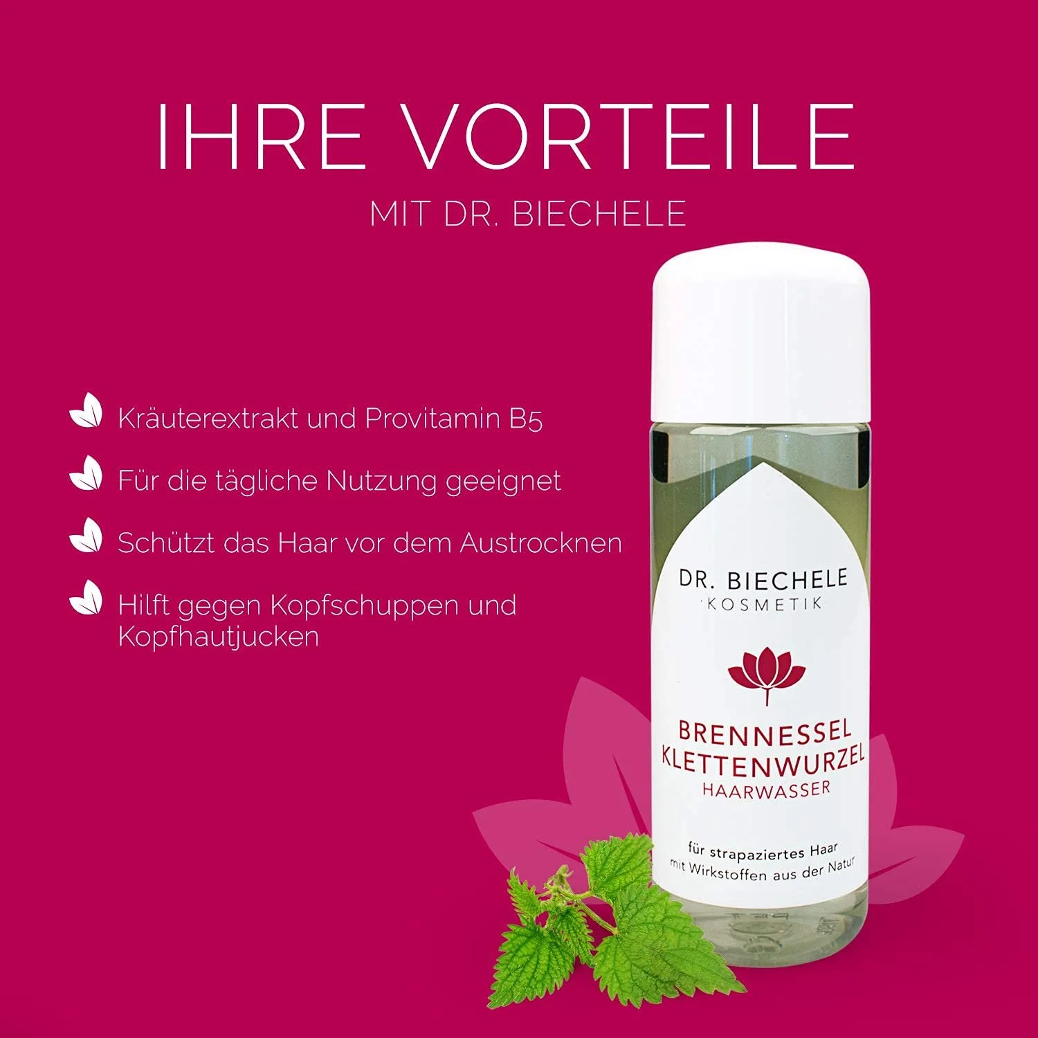 Вода для волосся Dr. Biechele з кропивою та коренем лопуха 150 мл, фото №4