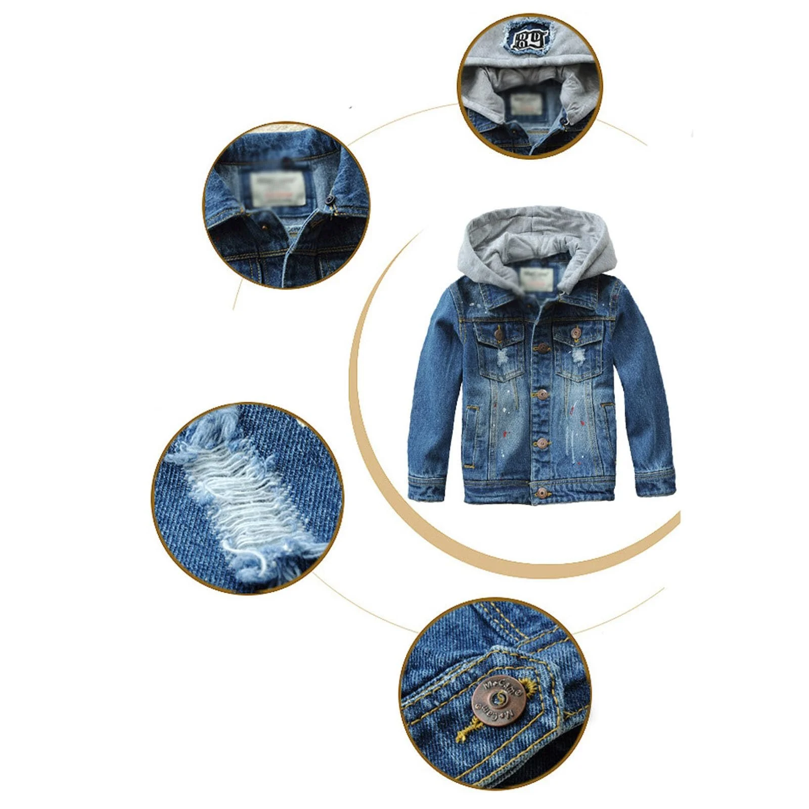 Джинсовая куртка с капюшоном Generisch для мальчиков, фото №6 Джинсовая куртка с капюшоном Generisch для мальчиков, фото №6