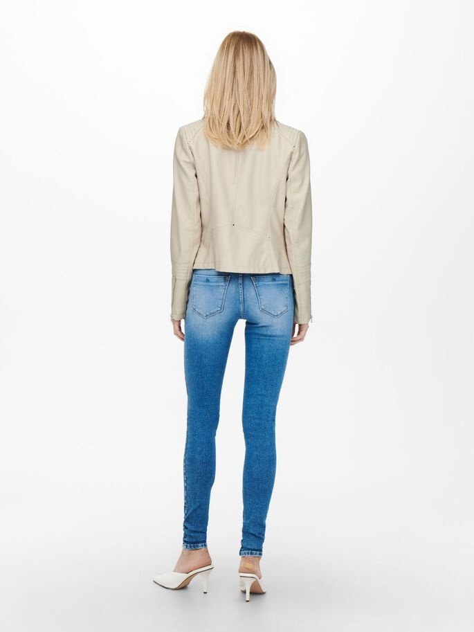 Куртка ONLY ONLGEMMA Faux Leather Biker OTW NOOS из искусственной кожи Бежевый S, фото №2