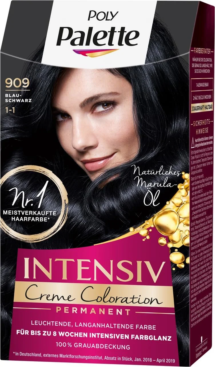 Краска для волос Palette Intensive Cream Colouration 1-1/909 Сине-черный, уровень 3, 2 x 115 мл, фото №2 Краска для волос Palette Intensive Cream Colouration 1-1/909 Сине-черный, уровень 3, 2 x 115 мл, фото №2