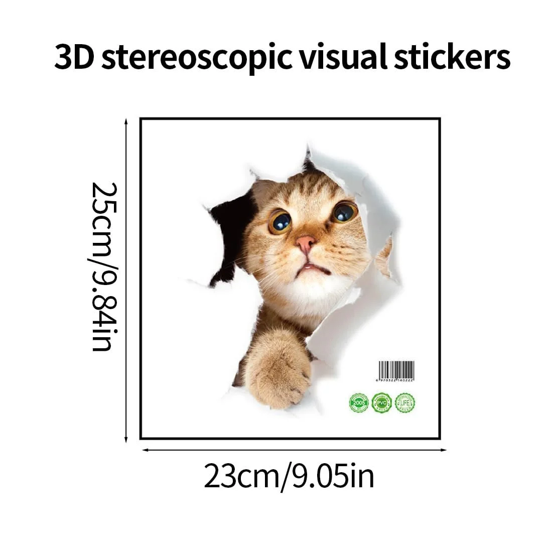 Наклейки на стіну 3D Коти 6 шт. Знімні Багатоколірні, фото №2 Наклейки на стіну 3D Коти 6 шт. Знімні Багатоколірні, фото №2