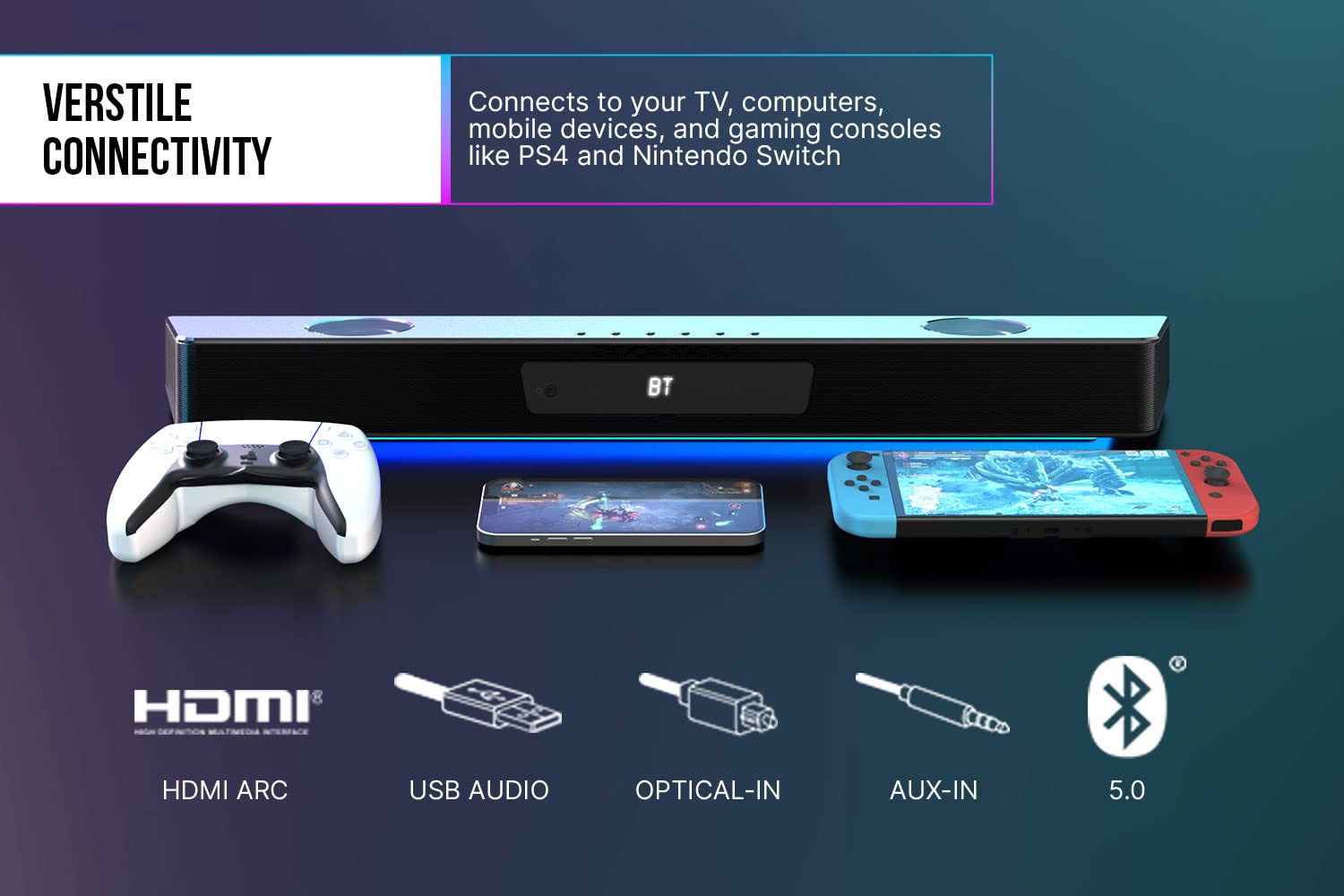 Саундбар CREATIVE Sound Blaster Katana V2X 2.1 HDMI ARC USB Audio SXFI Optical-In, фото №6