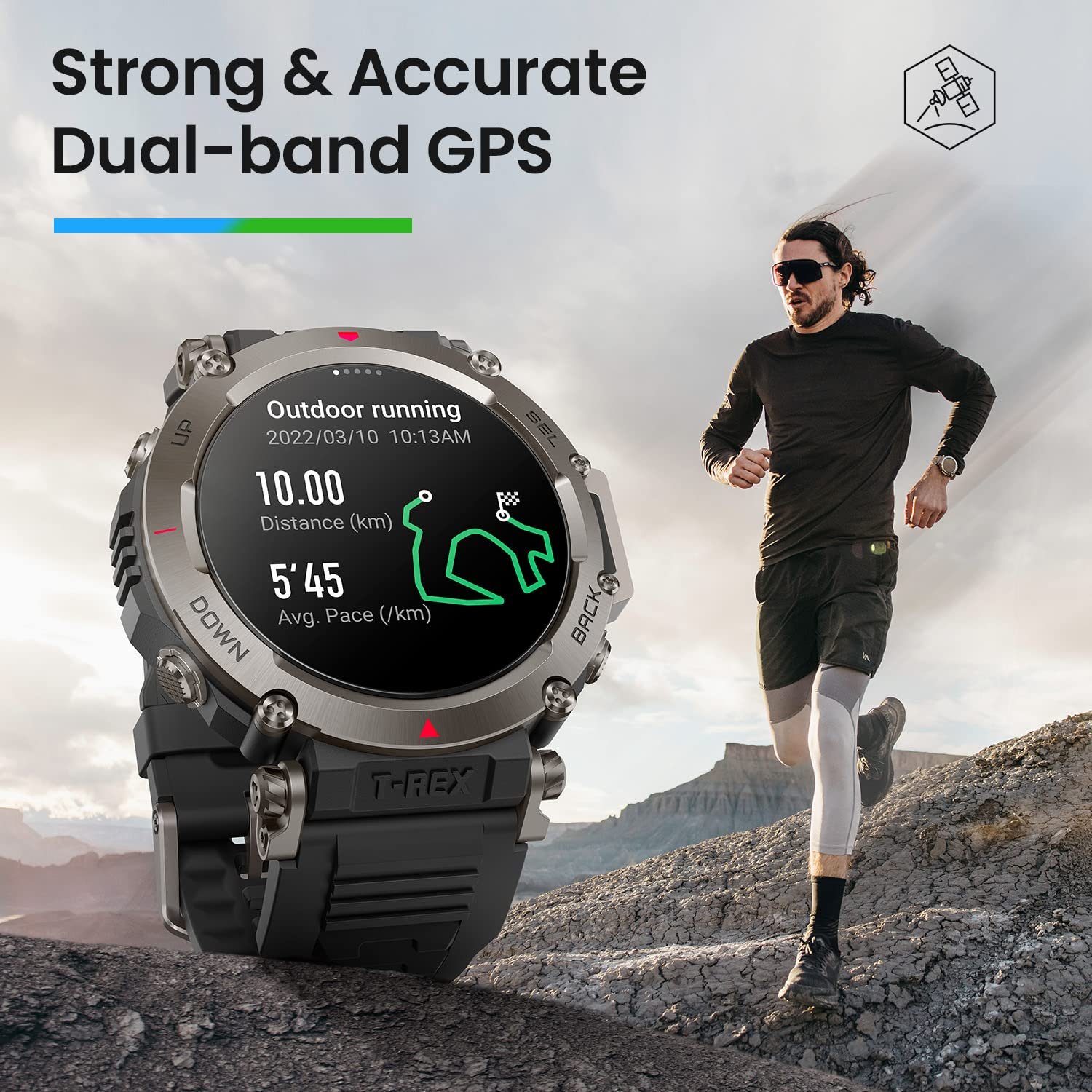 Смарт-годинник Amazfit T-Rex Ultra 47 мм, подвійний GPS-діапазон, імпорт маршрутів та 6 навігаційних систем, фото №6