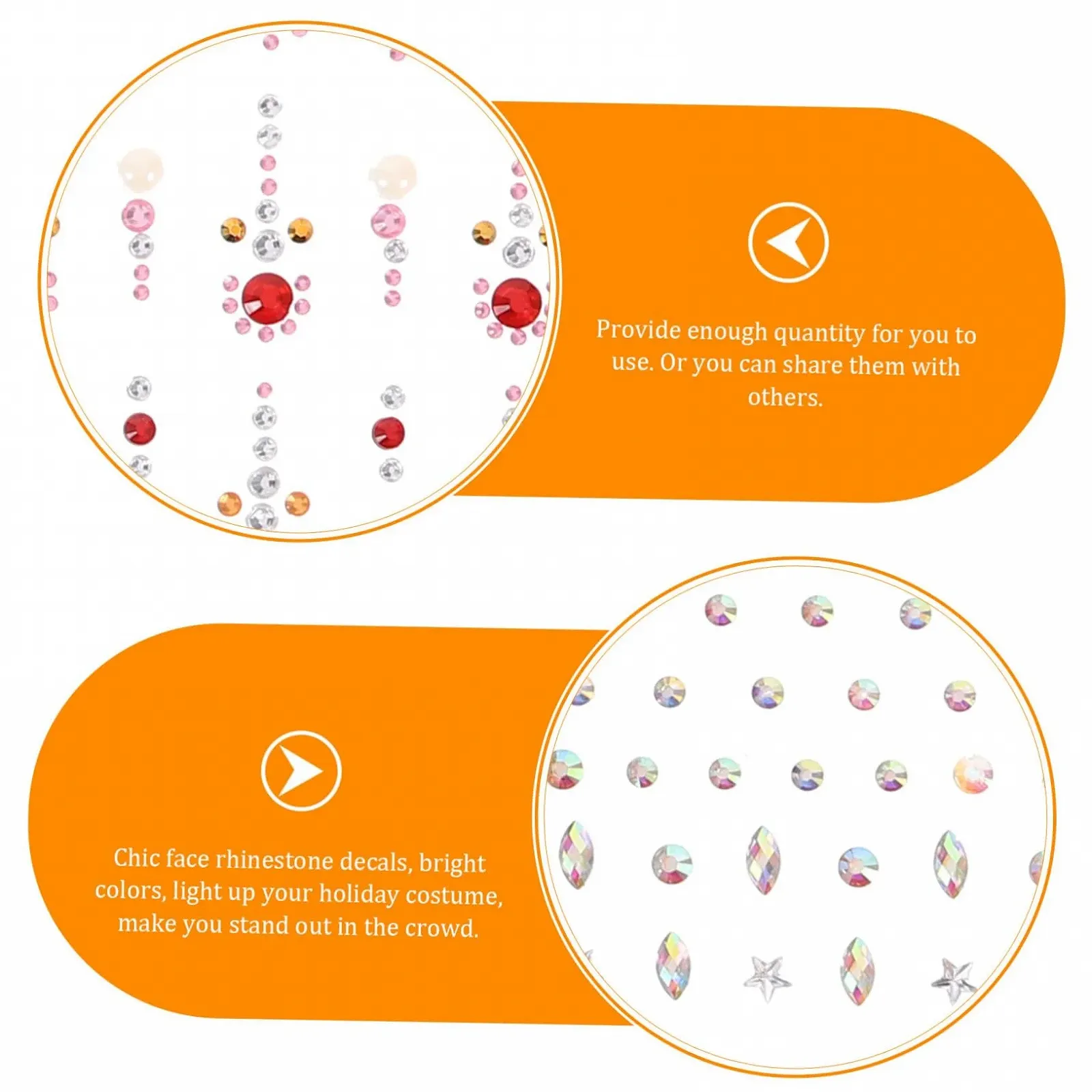 Наклейки Бриллианты для лица FOMIYES 6 листов, самоклеящиеся, хрустальные наклейки для рождественского декора, наклейки для ногтей, клей для лица, ювелирные изделия для лица, стразы для украшения, фото №8