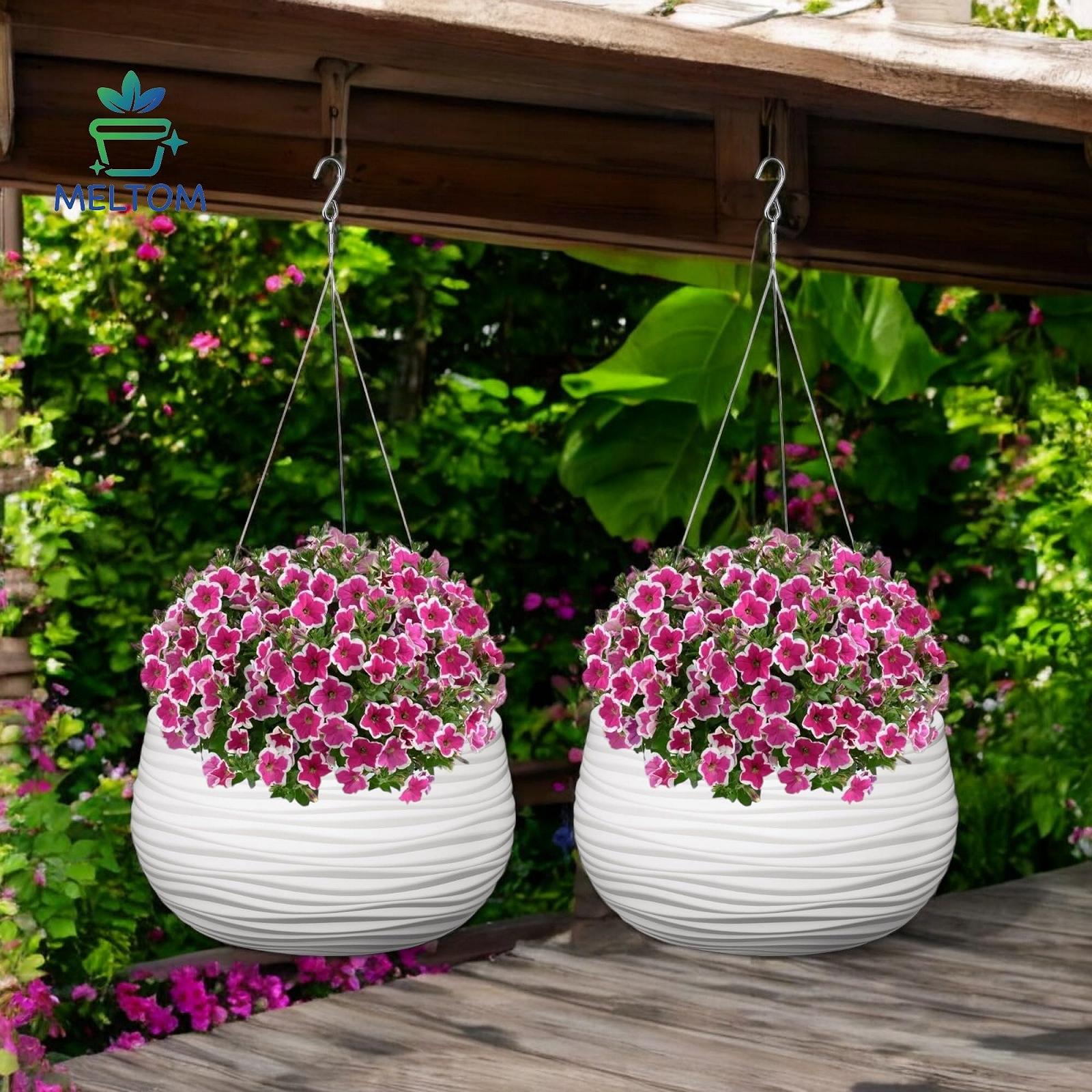 Підвісне кашпо MELTOM 3D Waves з вкладкою та металевим тримачем кругле Біле, фото №6