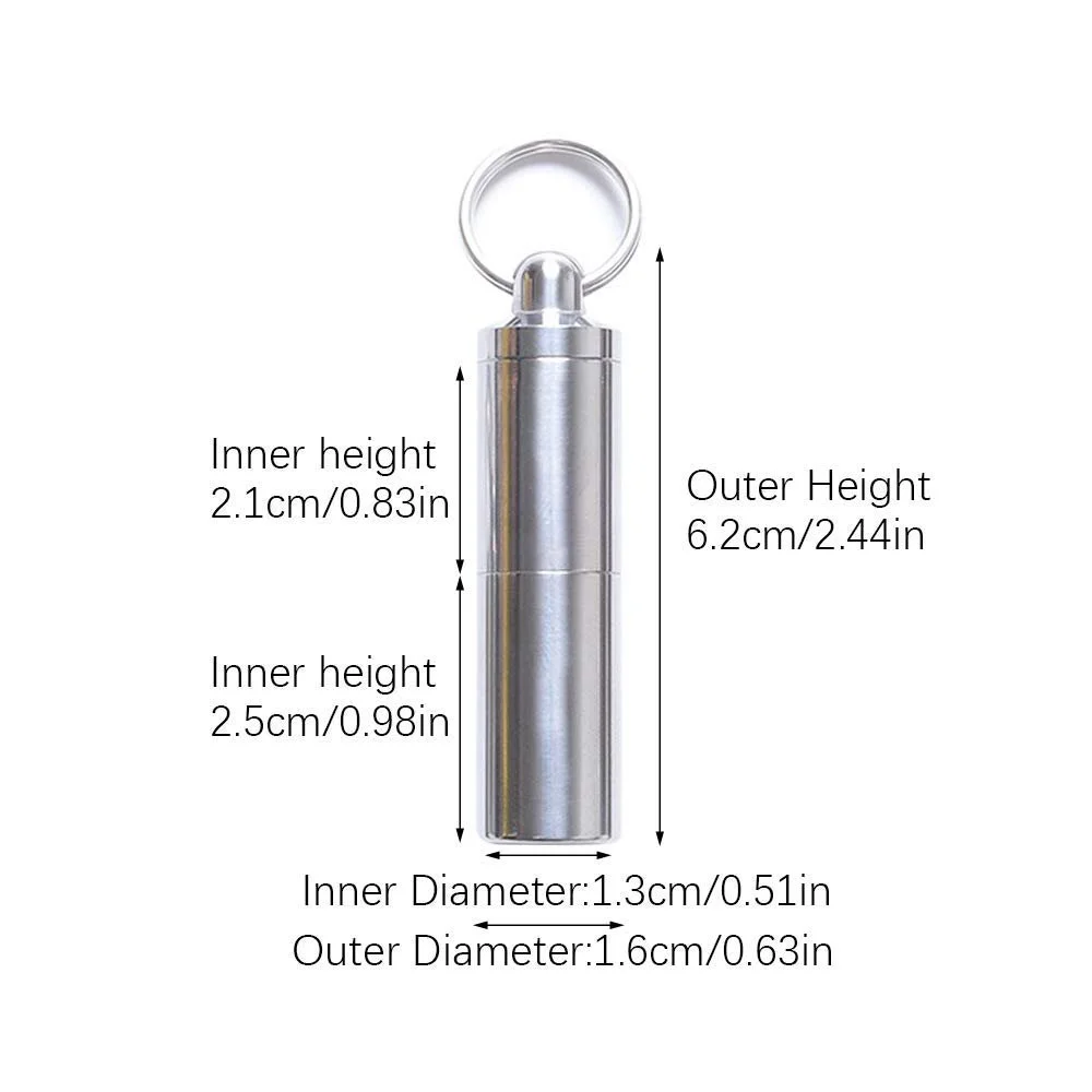 Коробка для таблеток AZXAZ Портативна таблетниця Органайзер для таблеток Брелок-підвіска Двошаровий тримач для ліків Чистий титан Водонепроникна Відкрита пляшка для таблеток для кемпінгу, походів, подорожей, фото №5