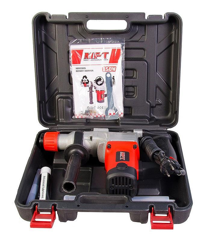 Перфоратор MPT SDS plus 26 мм 850 Вт 800 об/хв 4500 уд/хв 5 Дж 2 режими аксесуари шт кейс MRH2605, фото №7