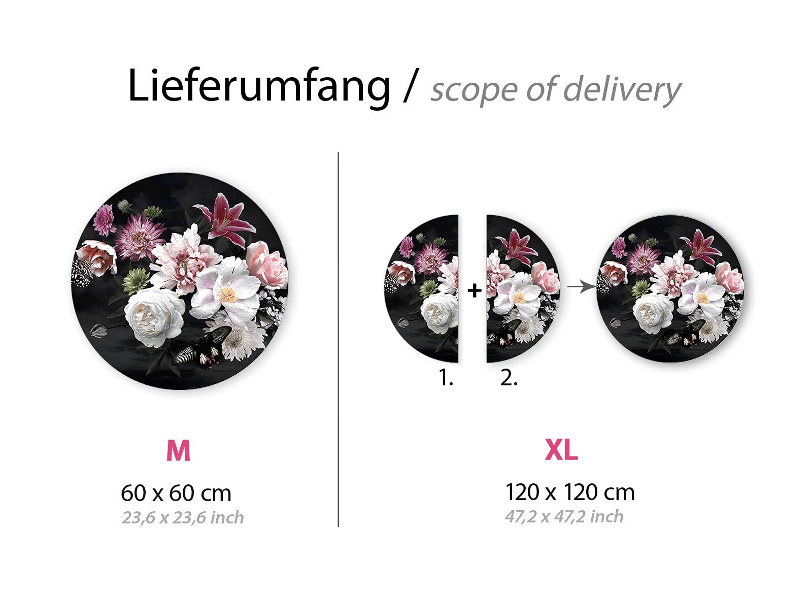 Наклейка на стіну Grandora DL703-2 кругла Квіти Орхідеї самоклеюча, фото №3