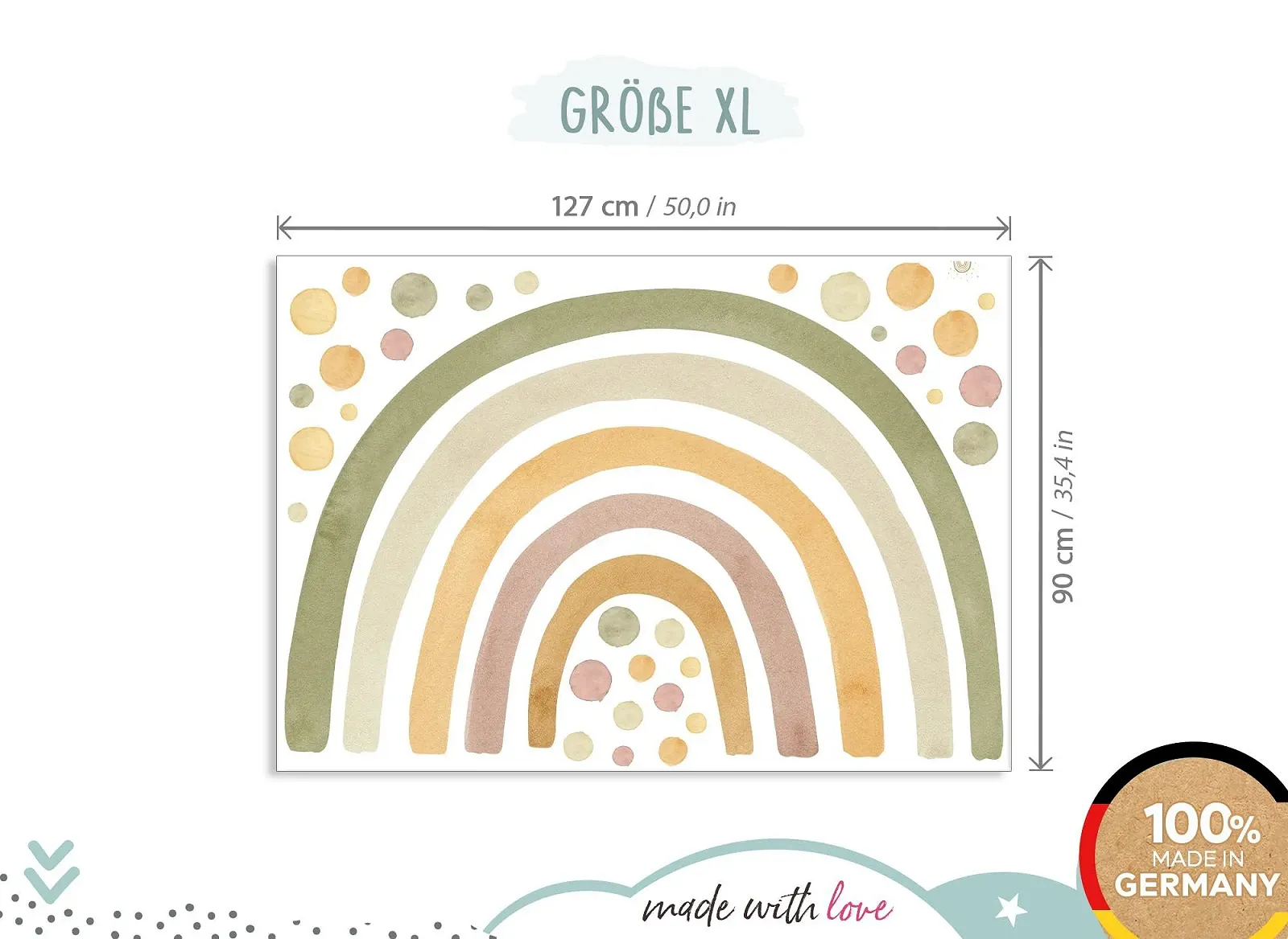 Наклейка на стену Little Deco DL5082 XL Rainbow with Dots Зеленый / Желтый, фото №4