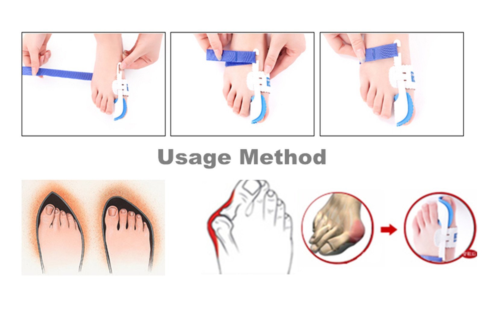 Нічна шина для великого пальця ноги Bunion Hallux Valgus 1 пара, фото №4