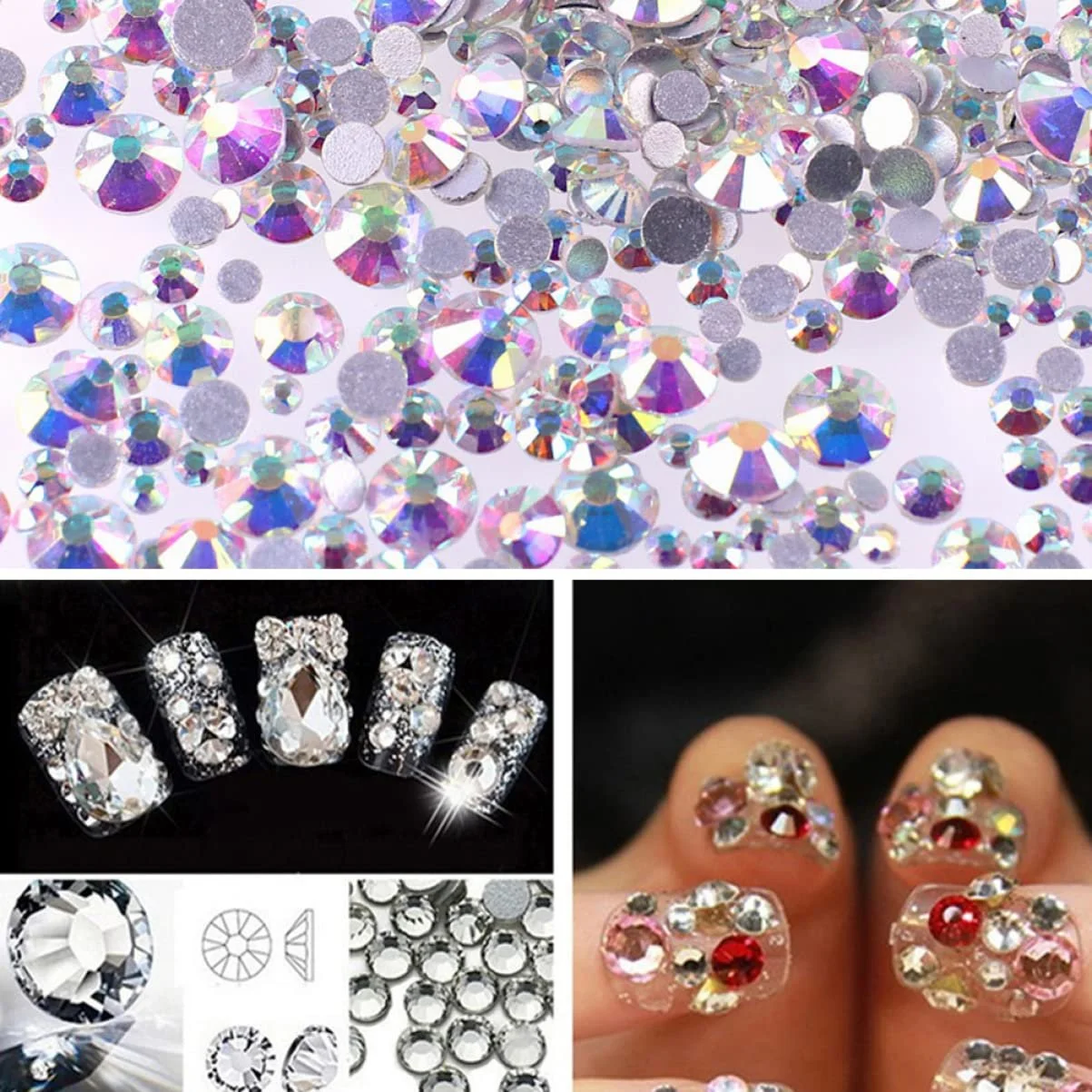 Стрази для нігтів VILLCASE 2880 шткришталеве скло, фото №8