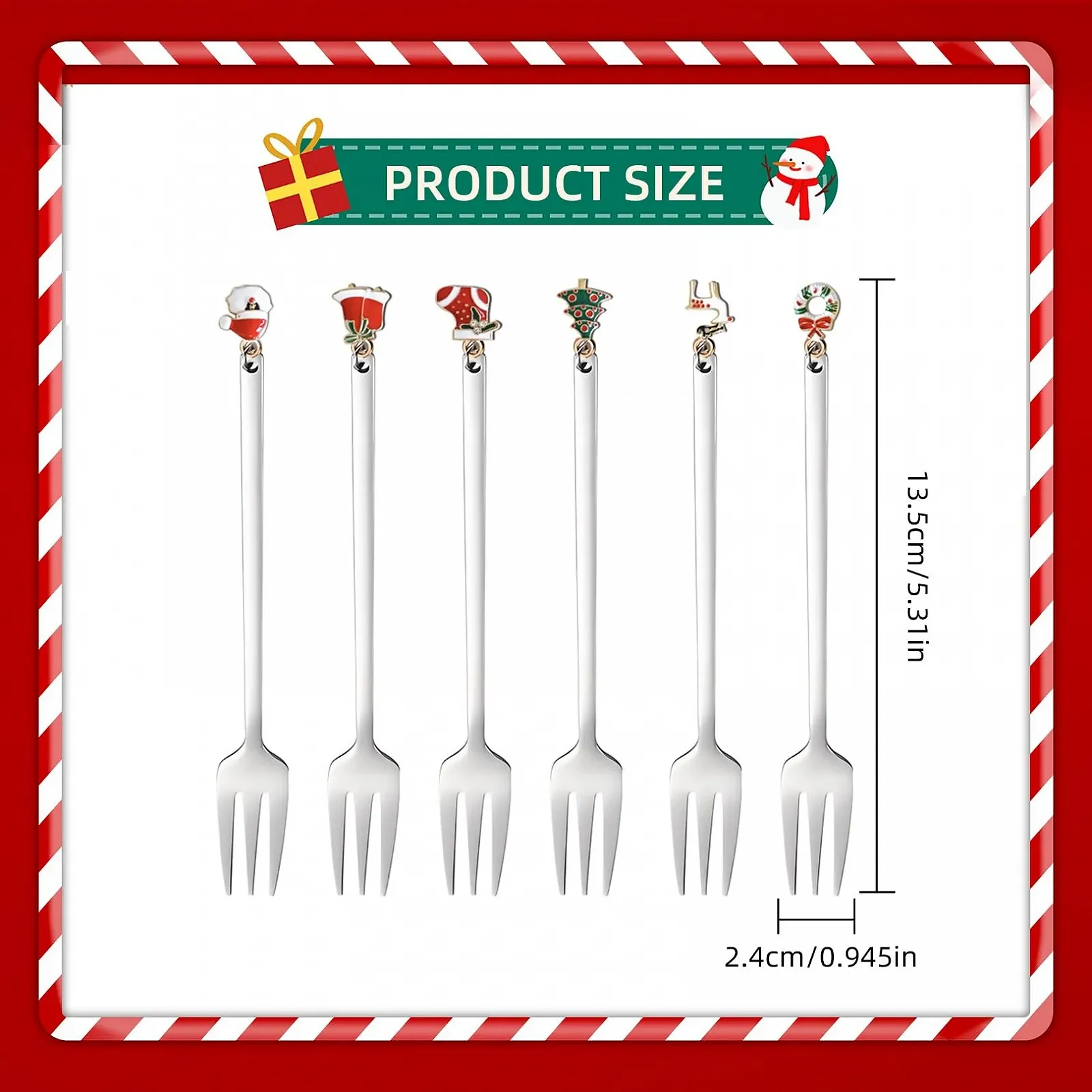 Різдвяні виделки 6 шт Срібні, фото №2