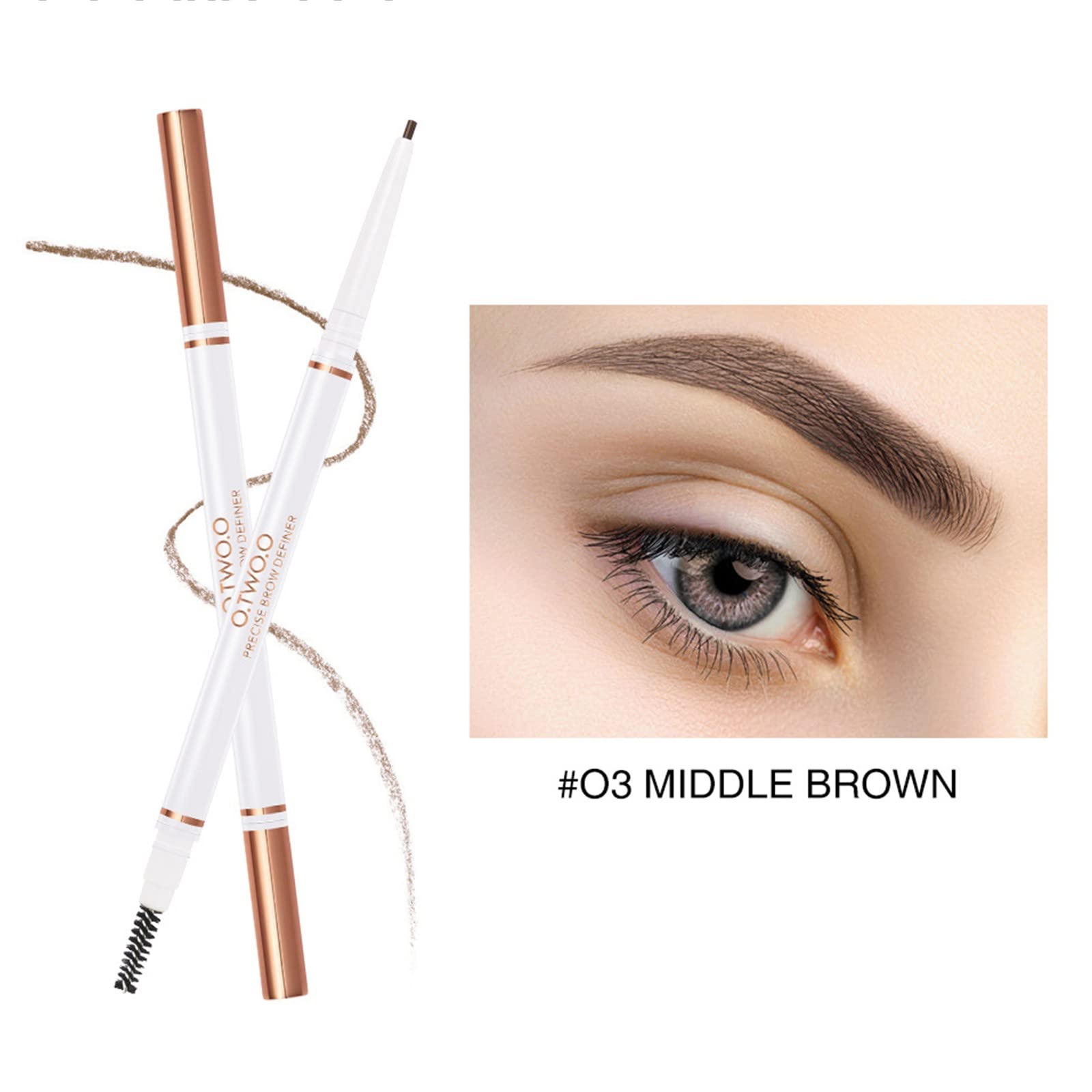 олівець для брів HUALONG Double Headed Ultra Fine Waterproof Sweatproof Durable Natural Eyebrow Pencil Without Four Colours Черний Коричневий, фото №2