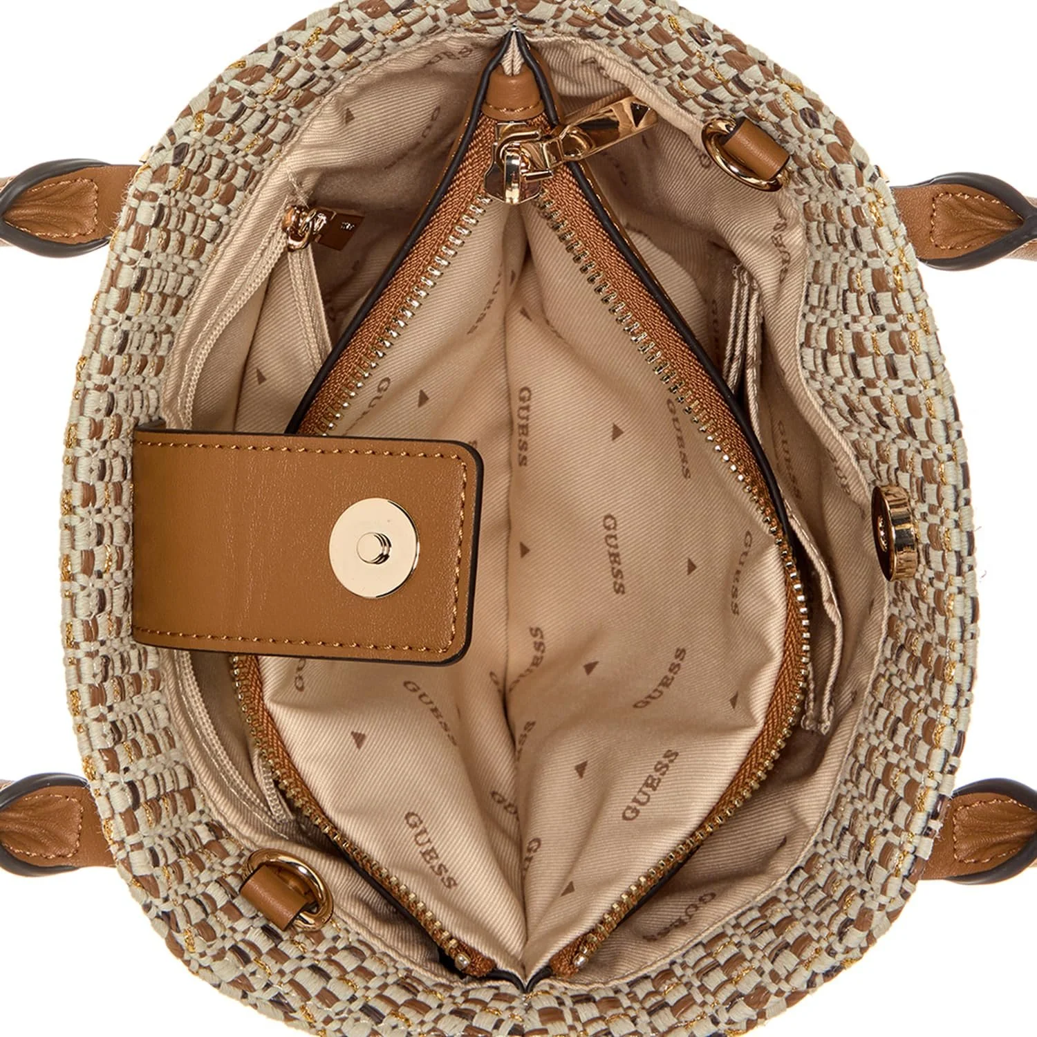 Сумка GUESS Beauvoir Mini Tote Кожаная Cognac Multi, фото №3