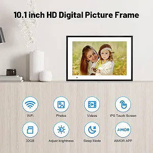 Цифровая WiFi фоторамка FUNCARE 10.1 дюймов 32GB IPS Сенсорный экран HD 1280×800 synthetic.ua - Фото 1