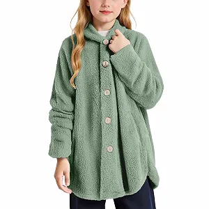 Куртка флисовая Тедди для девочек, Зимняя Куртка с Высоким Воротником, Теплая Куртка, Флисовая Куртка на Молнии, Мягкая Детская Куртка, Зимнее Пальто - Фото 1