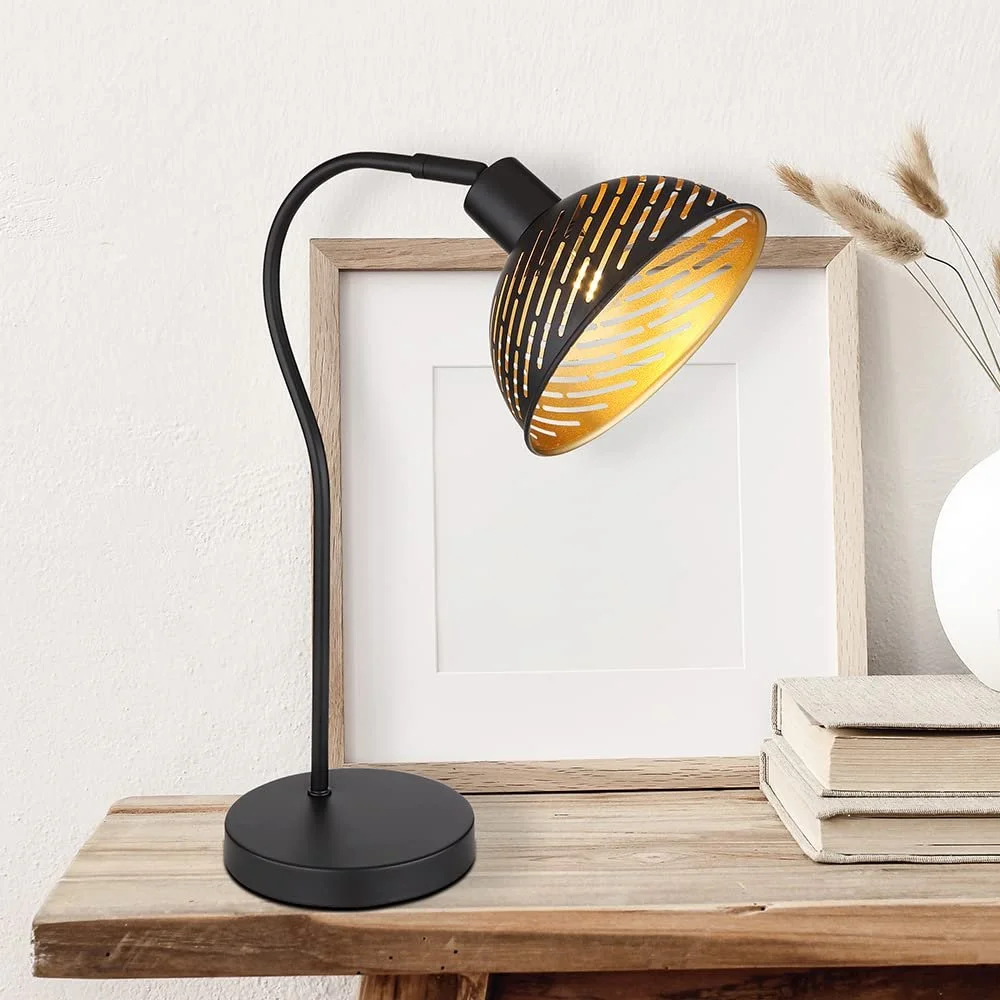 Настільна лампа etc-shop E27 30x18.5x45 см Чорний Золотий, фото №6