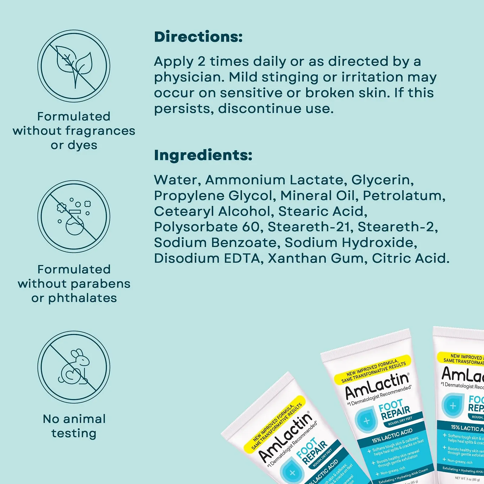 Крем для ног AmLactin Foot Repair терапевтический AHA Cream, 85 г (3 унции), фото №7