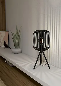 Настільна лампа Eglo Romazzina Трипод Метал Чорний E27 synthetic.ua - Фото 1