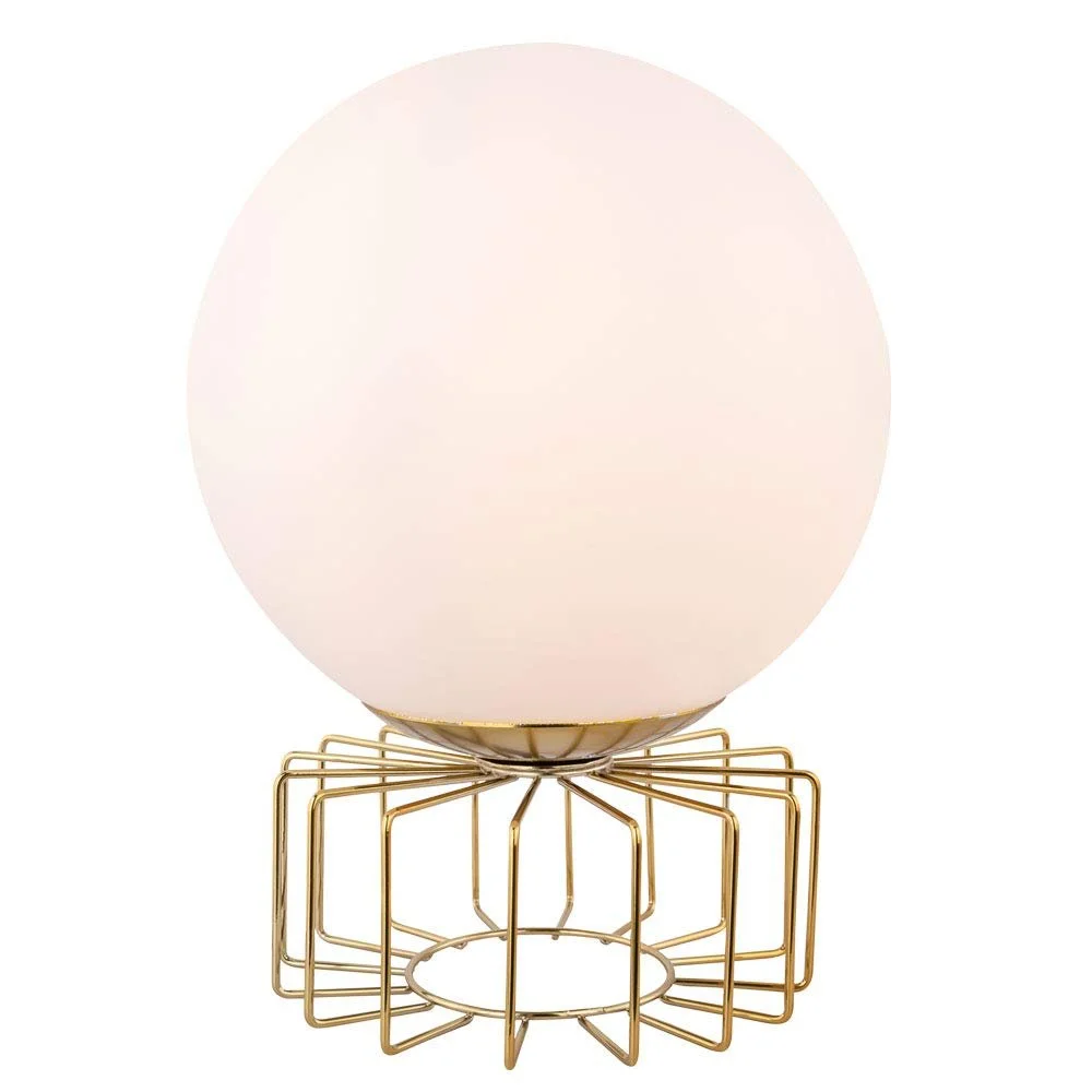 Настільна лампа etc-shop 15 см латунь метал скло опал, фото №7