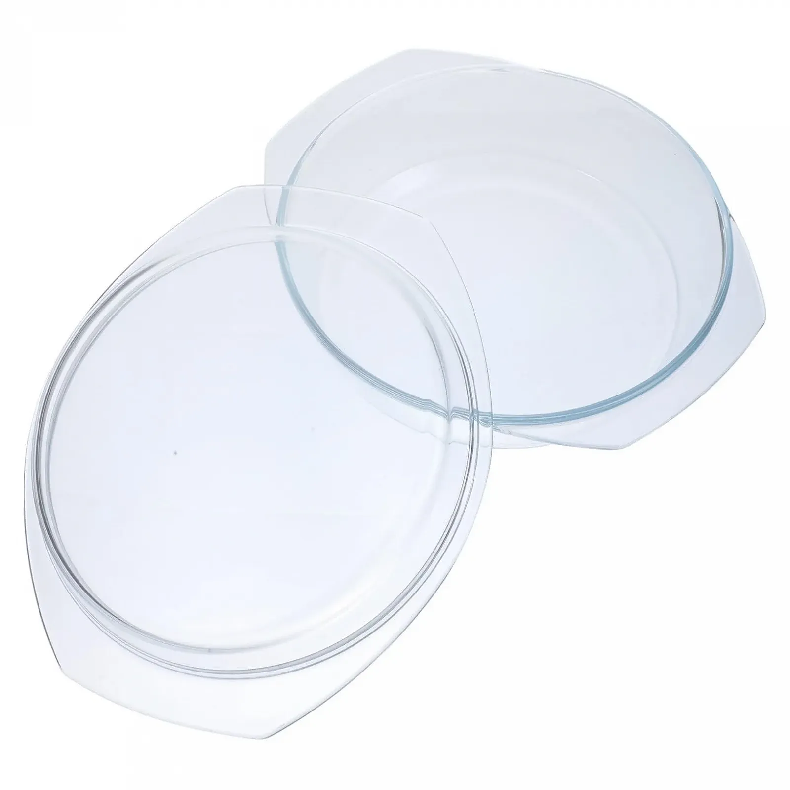 Форма для запікання Кругла скляна З кришкою та ручками Для мікрохвильової печі, фото №1