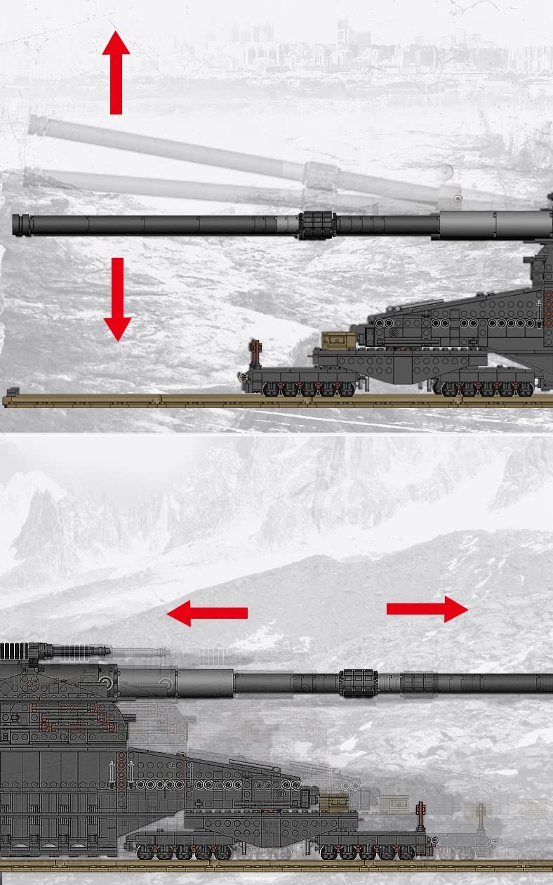 Набор для моделирования Auforua 3-в-1 с 3846 деталями и 8 фигурками WW2 Вагон Пушка Дора Зажимные блоки, фото №3