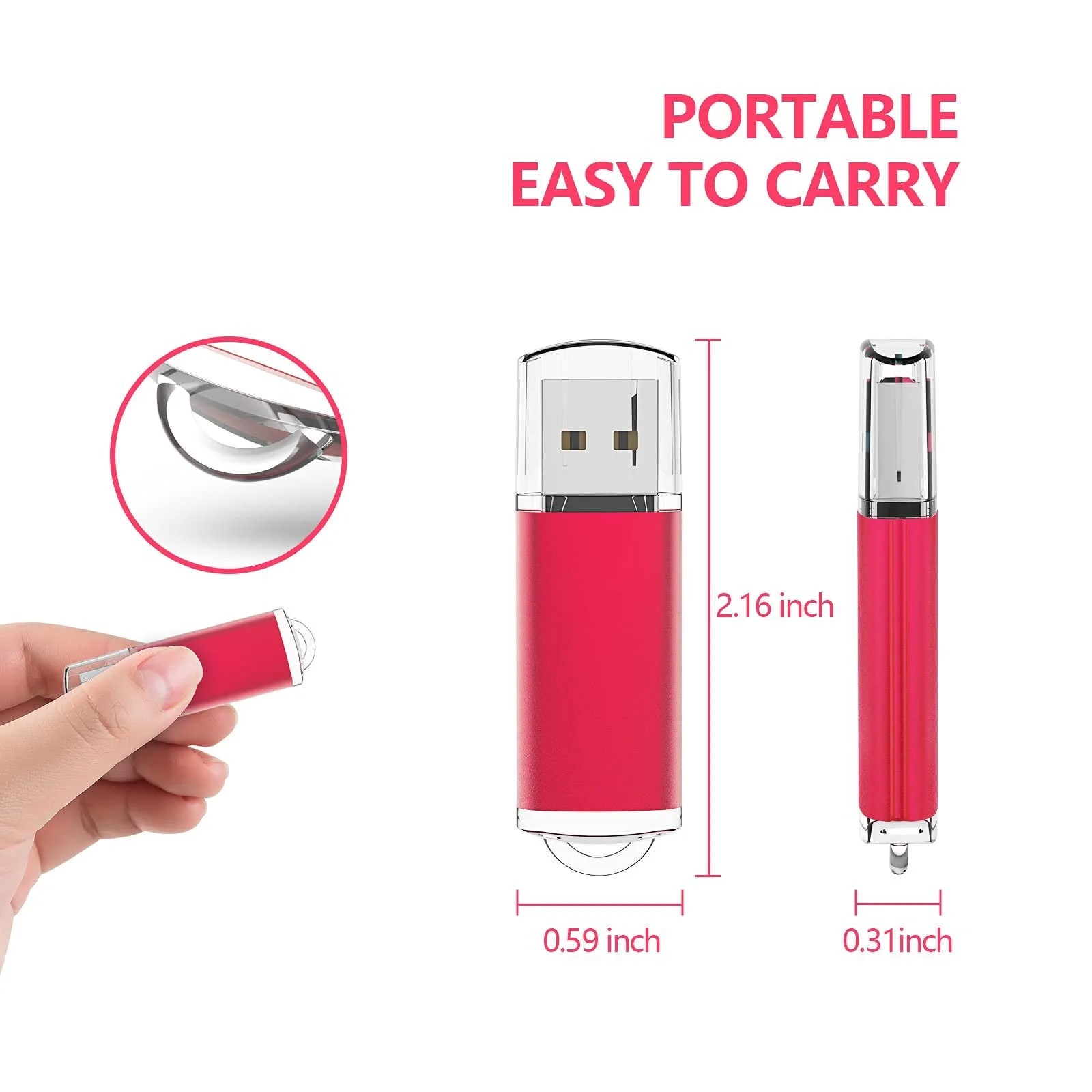 USB Flash Drive Kootion 32GB USB 2.0 Cap Design LED Indicator Red, фото №6