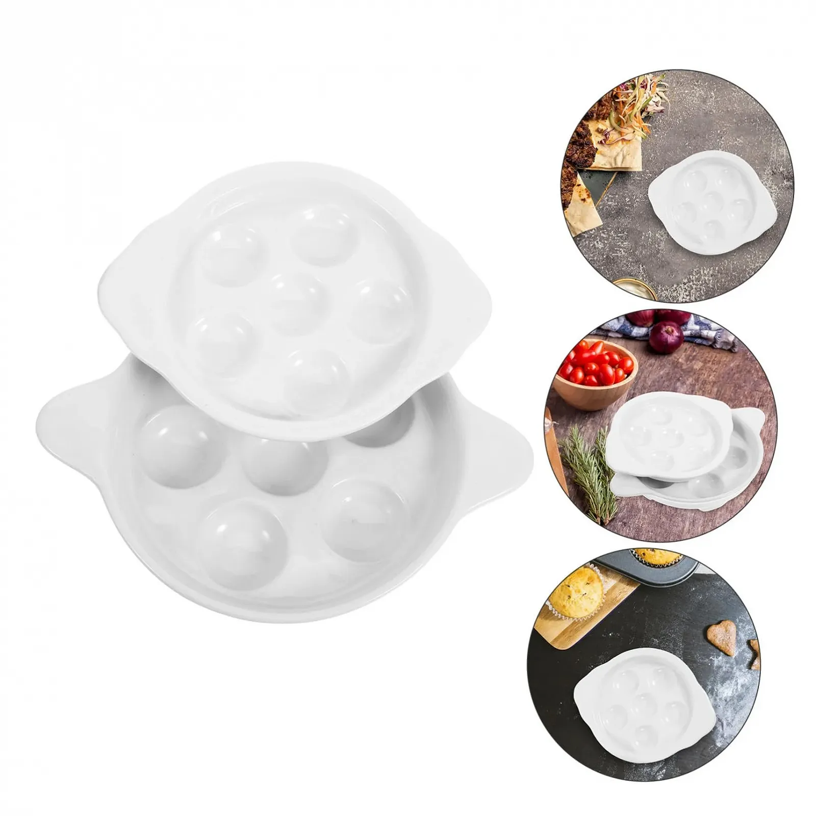 Набор форм для запекания улиток 2 шт. керамические с отверстиями и ручками, фото №5