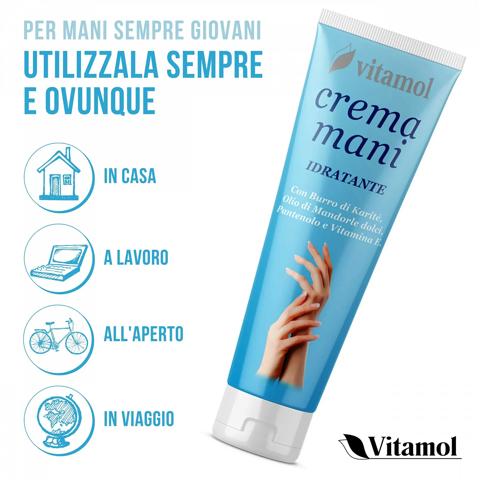 Крем для рук Vitamol Зволожуючий для сухої, потрісканої та почервонілої шкіри рук 100 мл, фото №5