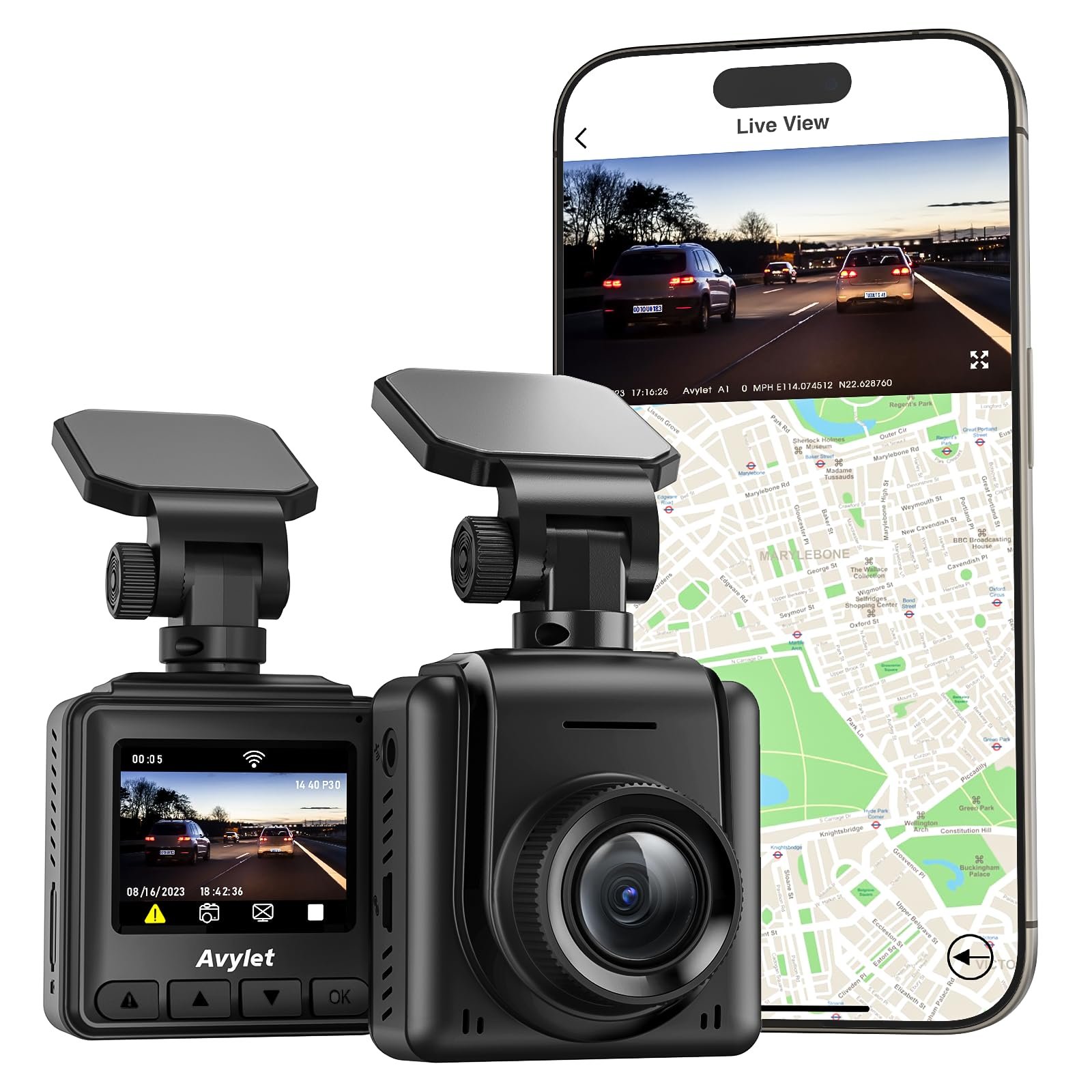 Відеореєстратор Car WiFi 2K, Mini, з підтримкою зовнішнього GPS модуля, App, IPS екрану, Ultra Night Vision, 150° Wide Angle, WDR, 24 години в режимі паркування та виявлення руху, G-Sensor, фото №1