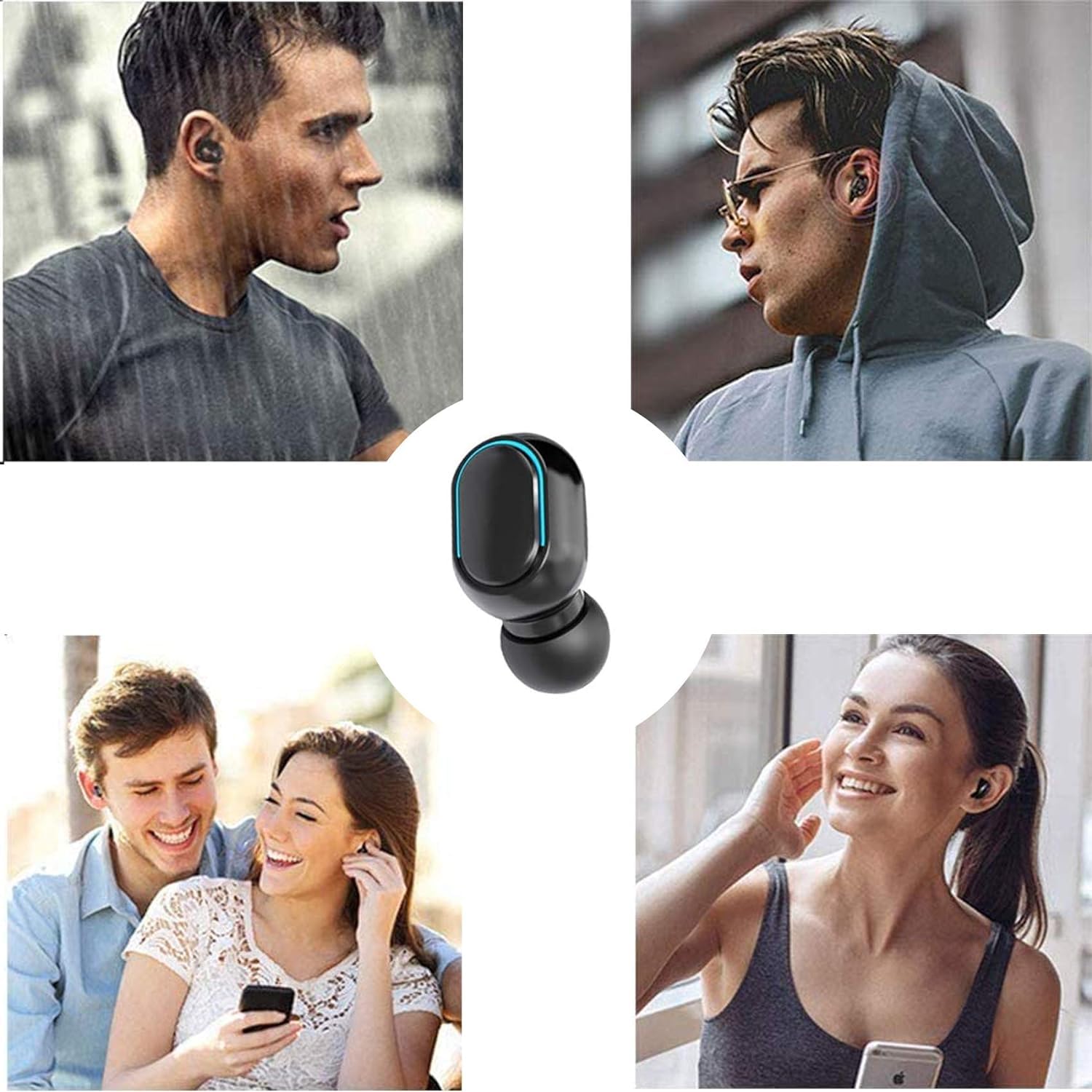 Наушники Bluetooth AQSQWQ Беспроводные 5.0 Вкладыши с 4 микрофонами для активного шумоподавления Черный, фото №7