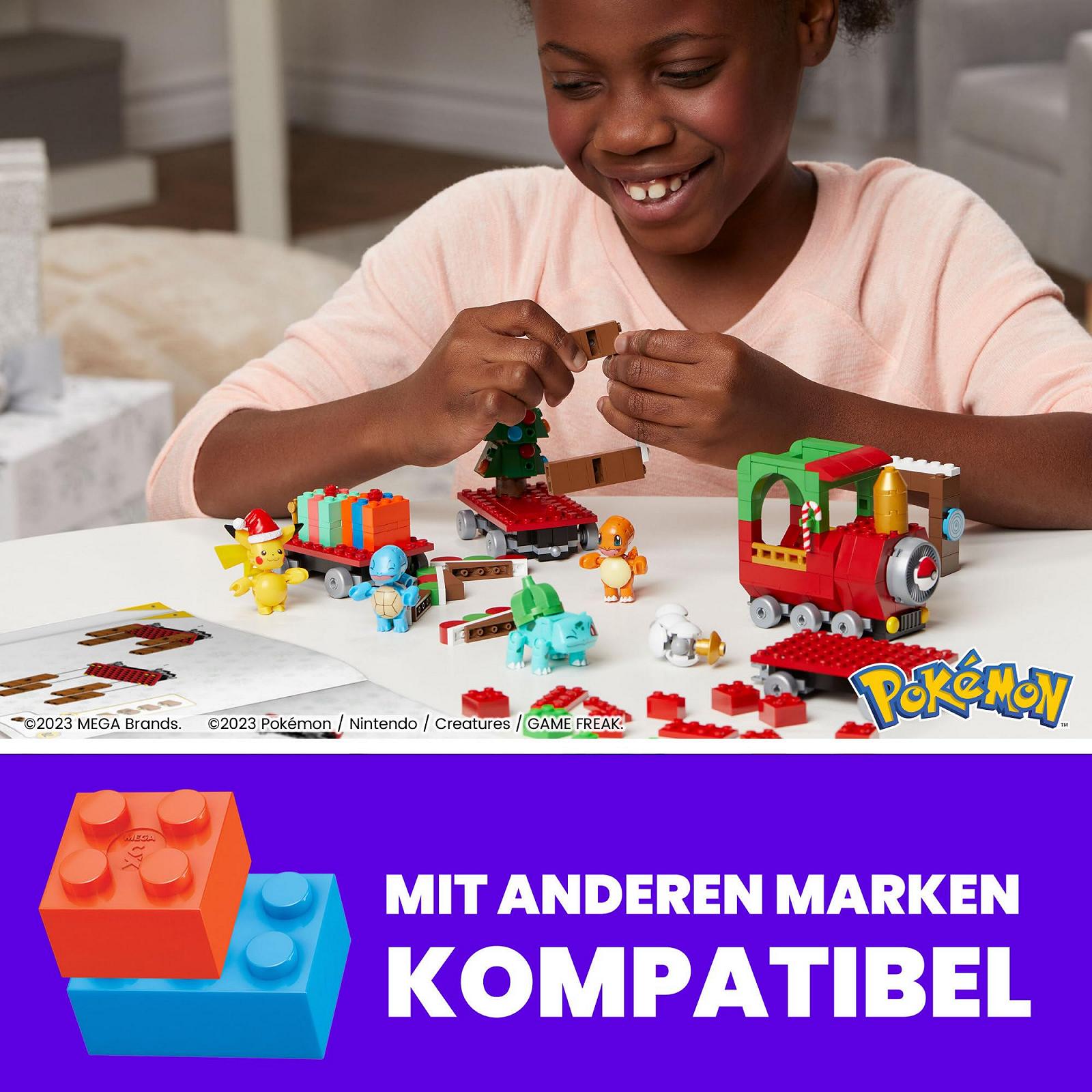 Конструктор MEGA Pokémon Різдвяне видання Пікачу, Бісасам, Глуманда і Шиггі з 373 деталей, фото №4