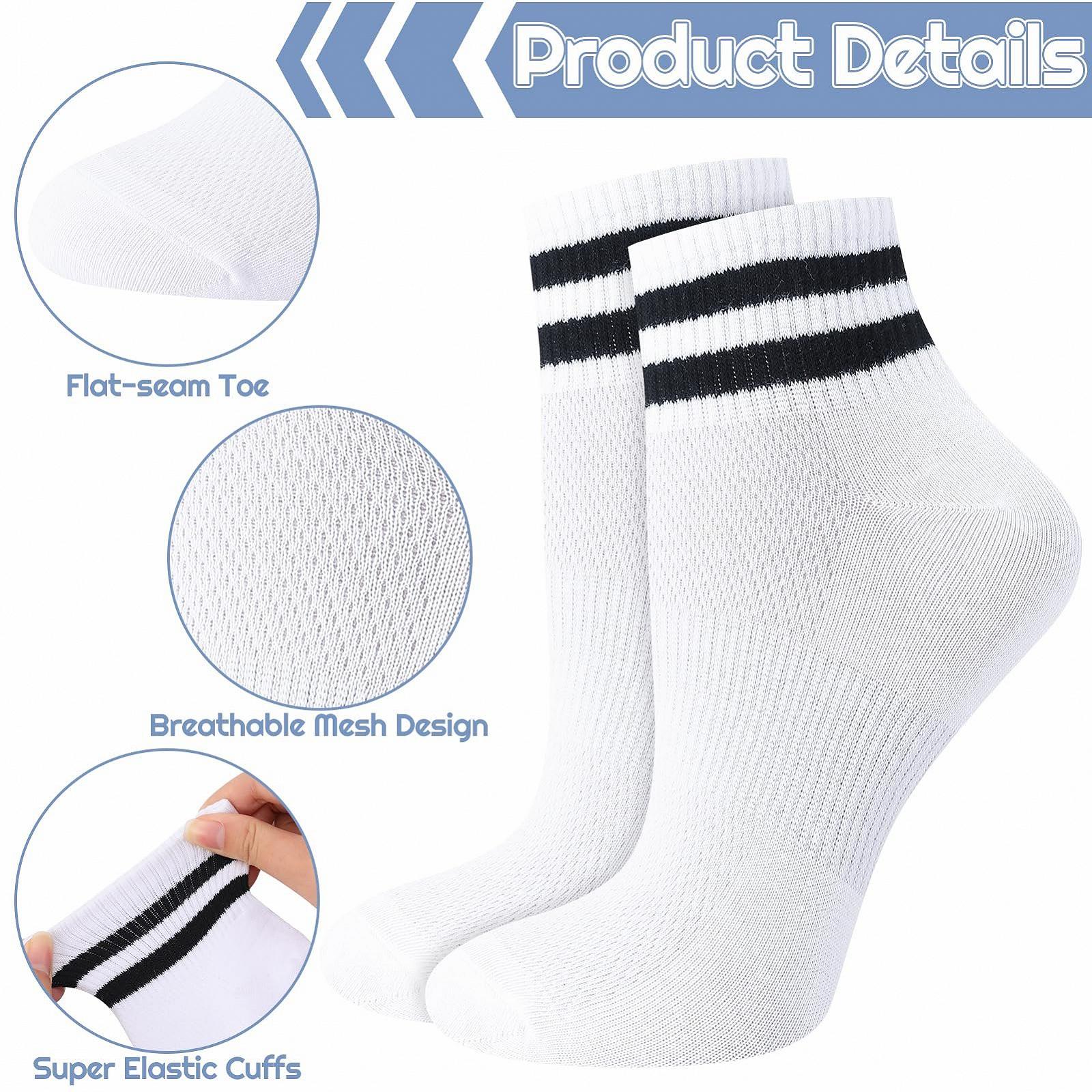 Носки Женские 6 пар Короткие Спортивные Носки из Хлопка в Полоску для Тенниса Спорта Бега Работы Размер 35-38, фото №2