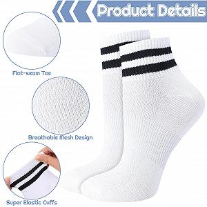 Носки Женские 6 пар Короткие Спортивные Носки из Хлопка в Полоску для Тенниса Спорта Бега Работы Размер 35-38 synthetic.ua - Фото 1