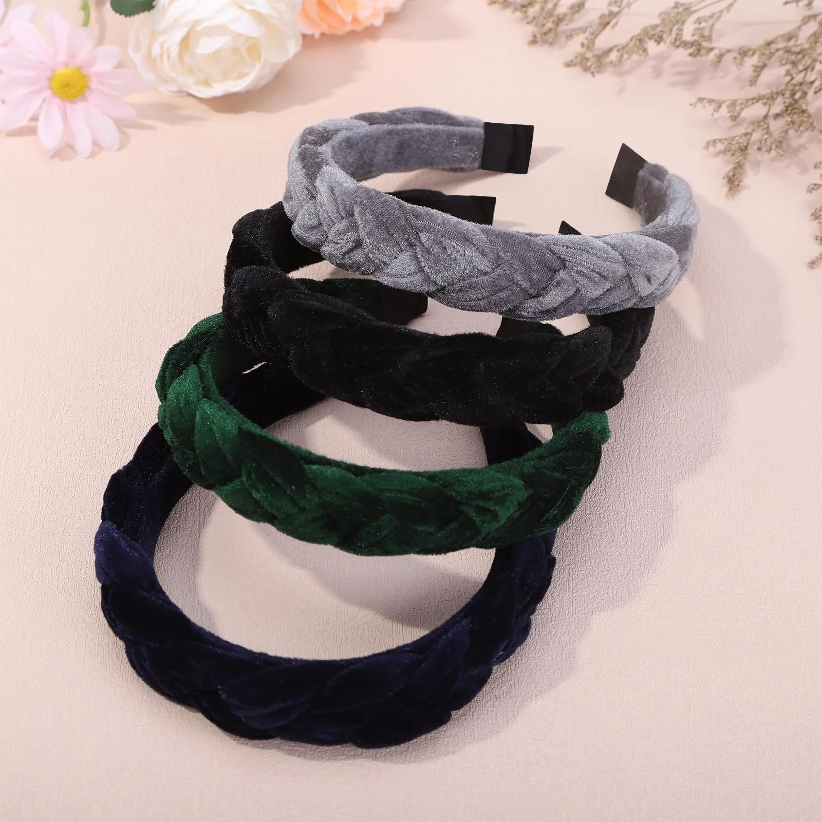 Обруч Плетіння Оксамитний Різні Кольори, 4 шт, фото №4