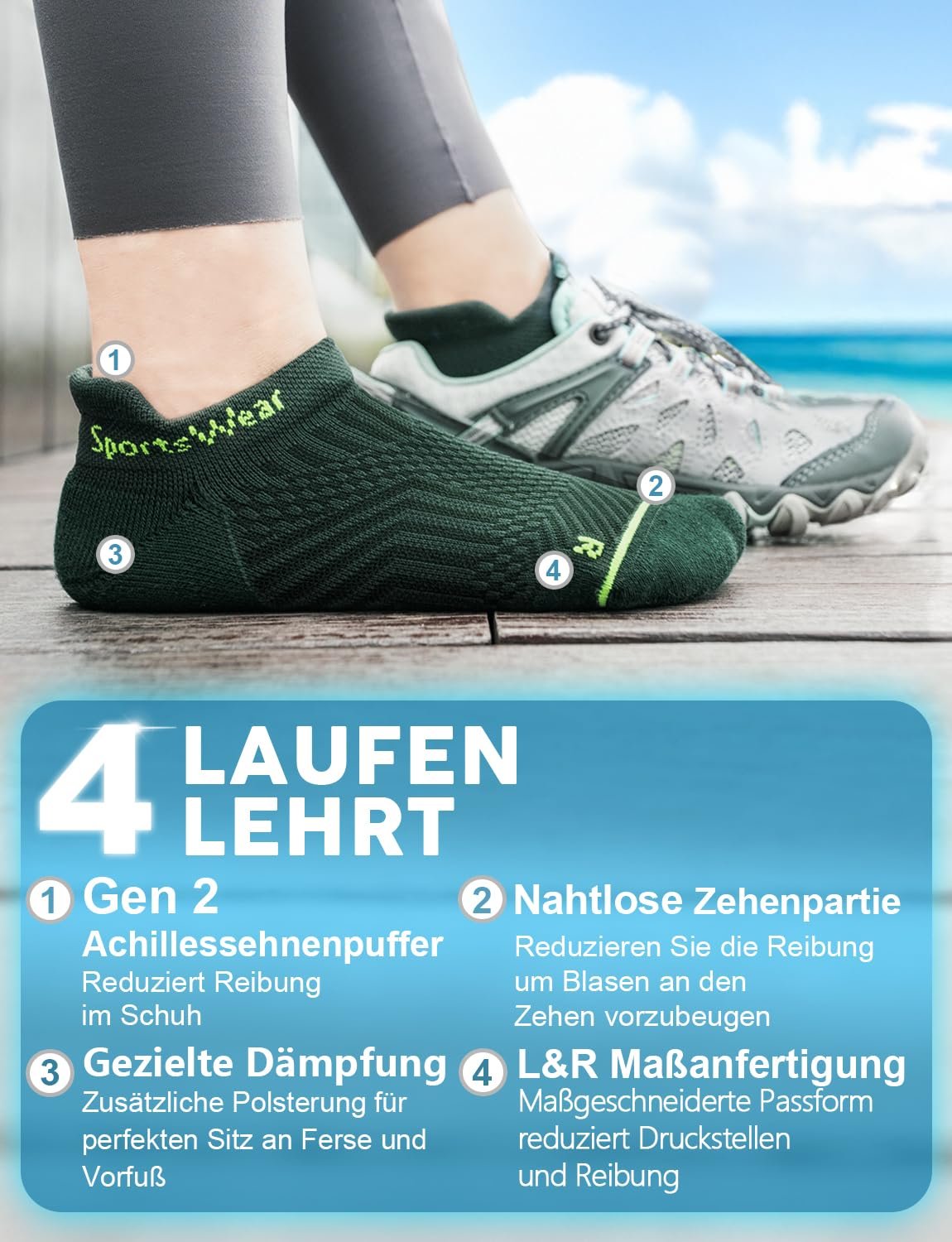 Компрессионные носки Coolmax Bamboo для женщин, влагоотводящие, с подкладкой, защита от волдырей, спортивные, до щиколотки, фото №4 Компрессионные носки Coolmax Bamboo для женщин, влагоотводящие, с подкладкой, защита от волдырей, спортивные, до щиколотки, фото №4