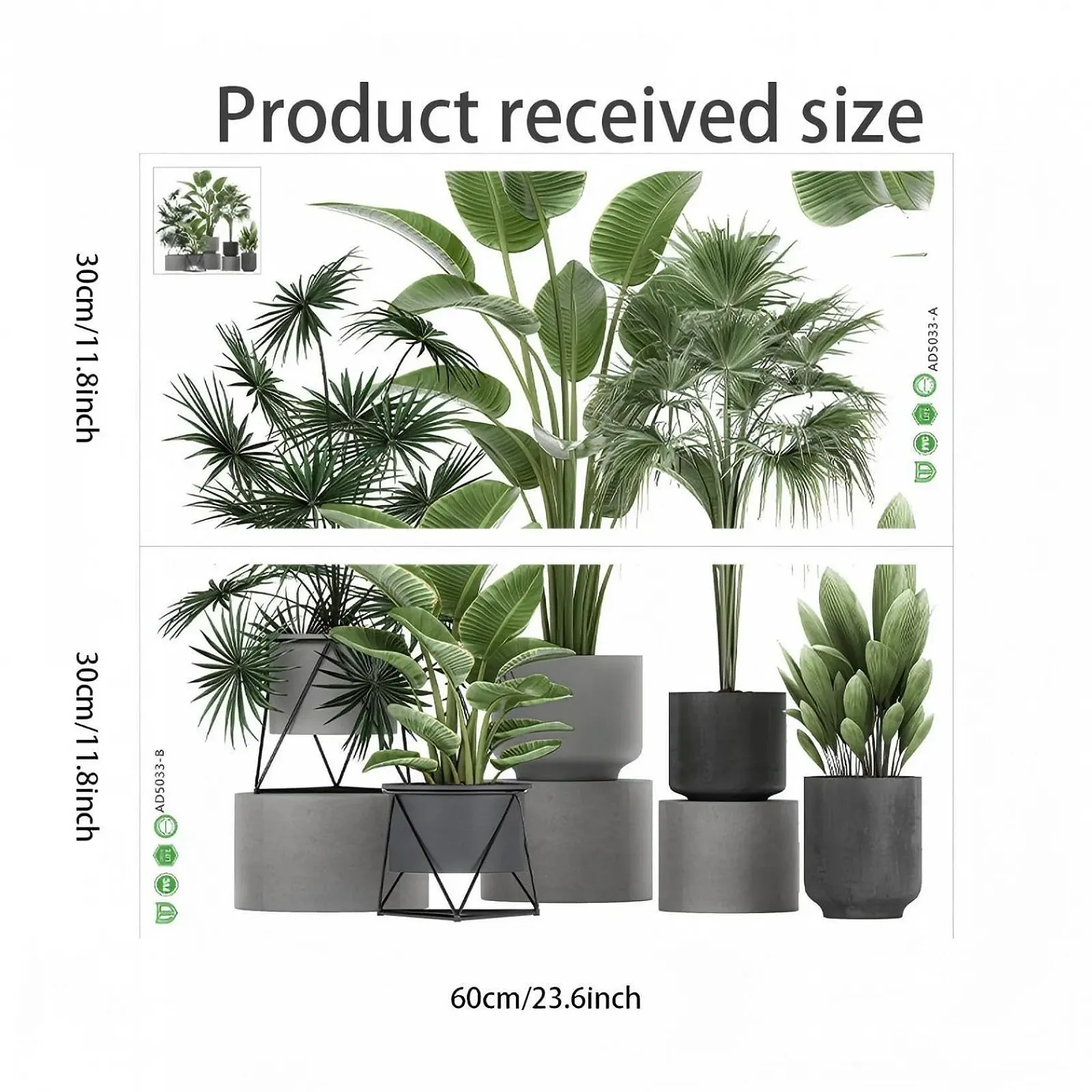 Наклейка на стіну 3D Bonsai Tropical Plant вінілова знімна декоративна, фото №6