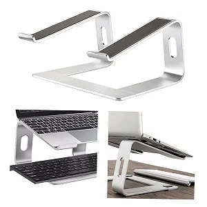 Подставка для ноутбука алюминиевая портативная вентилируемая эргономичная с нескользящими накладками для дома, офиса, ресторана и путешествий - Фото 1