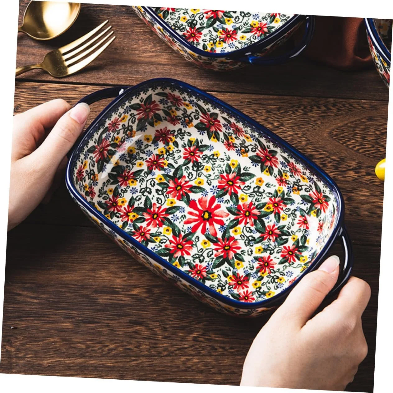 Форма для запекания керамическая большая с ручками поднос для сервировки, фото №4