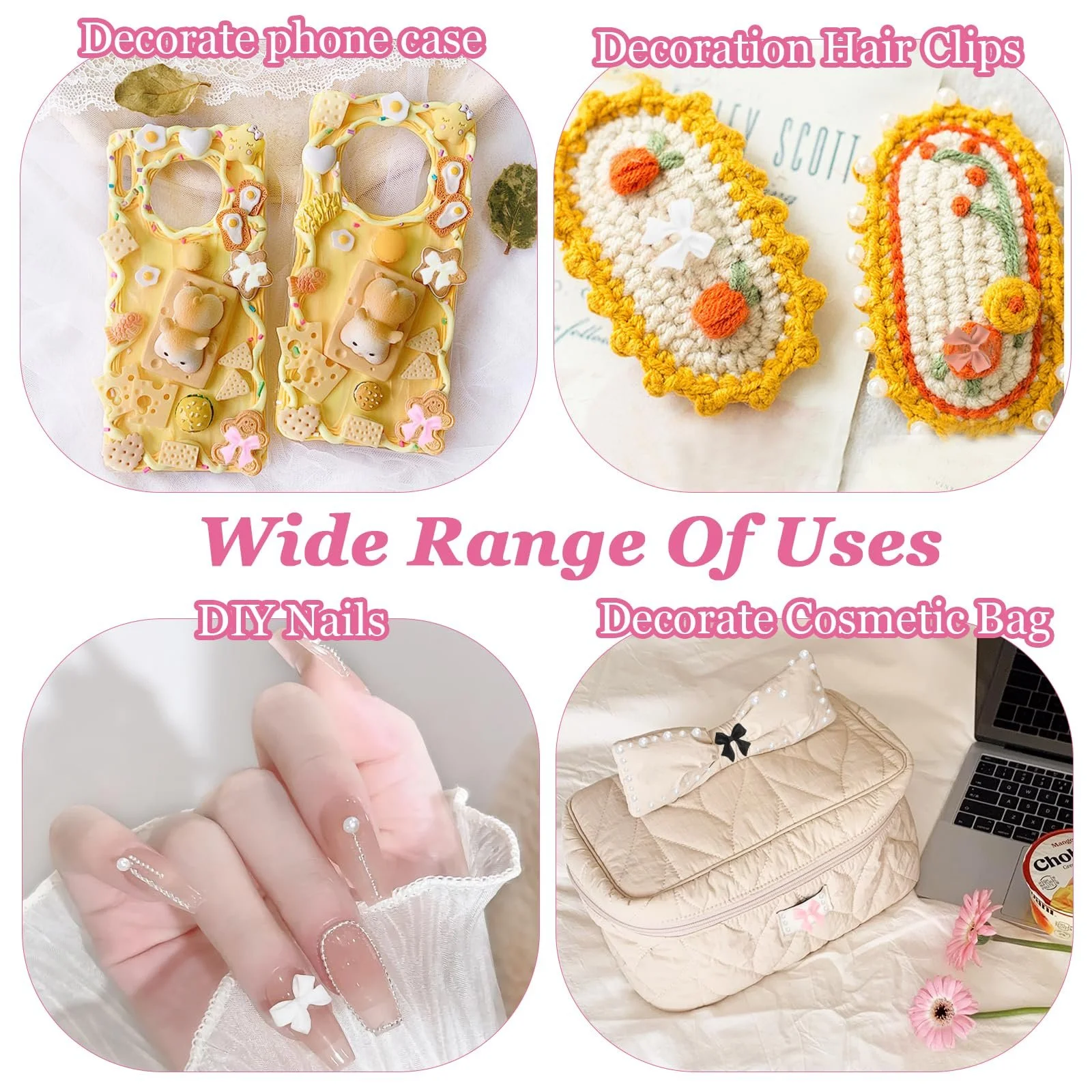 Набор Подвесок для ногтей (2 шт.), Шлифовальные подвески для ногтей с пинцетом, Красочный 3D бант, Подвеска для нейл-арта, DIY чехол для мобильного телефона, Украшения, Поделки, фото №6