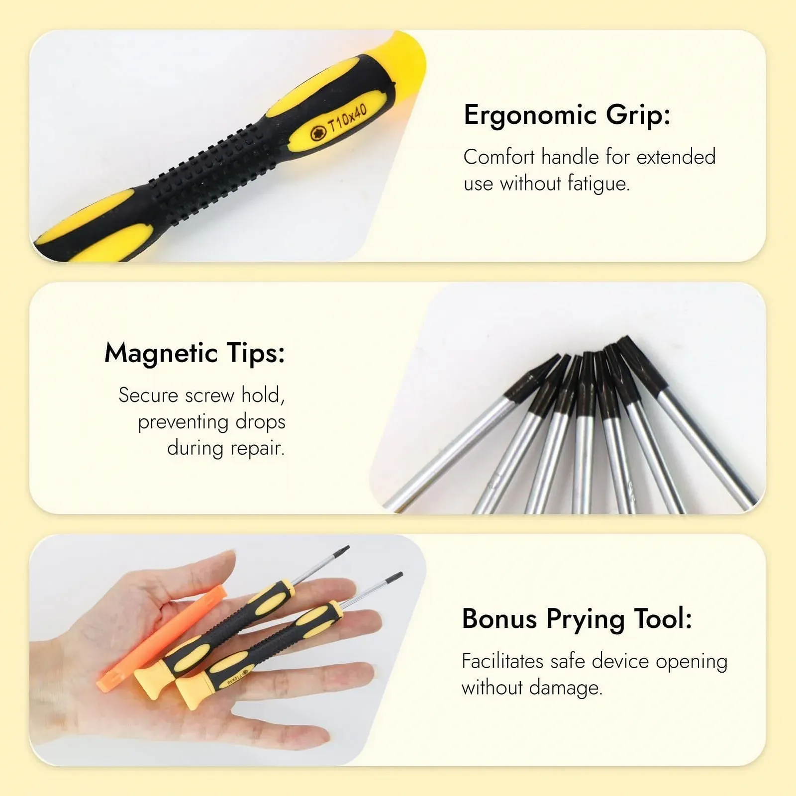 Набір викруток Torx 10 предметів T3 T4 T5 T6 T7 T8 T10 Магнітні прецизійні з важелями для розбирання, фото №3