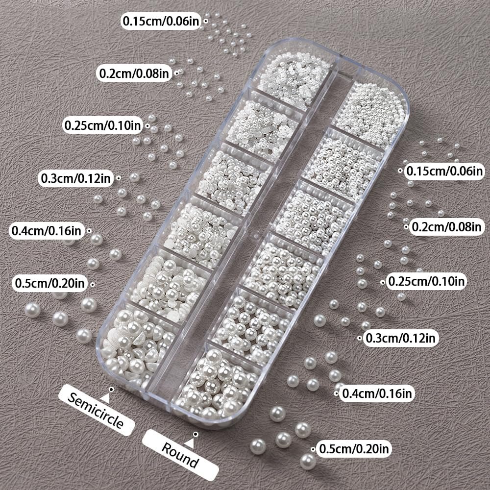 Набор для дизайна ногтей 3D Белые Жемчужины Круглые и Полукруглые Жемчужины, фото №2 Набор для дизайна ногтей 3D Белые Жемчужины Круглые и Полукруглые Жемчужины, фото №2