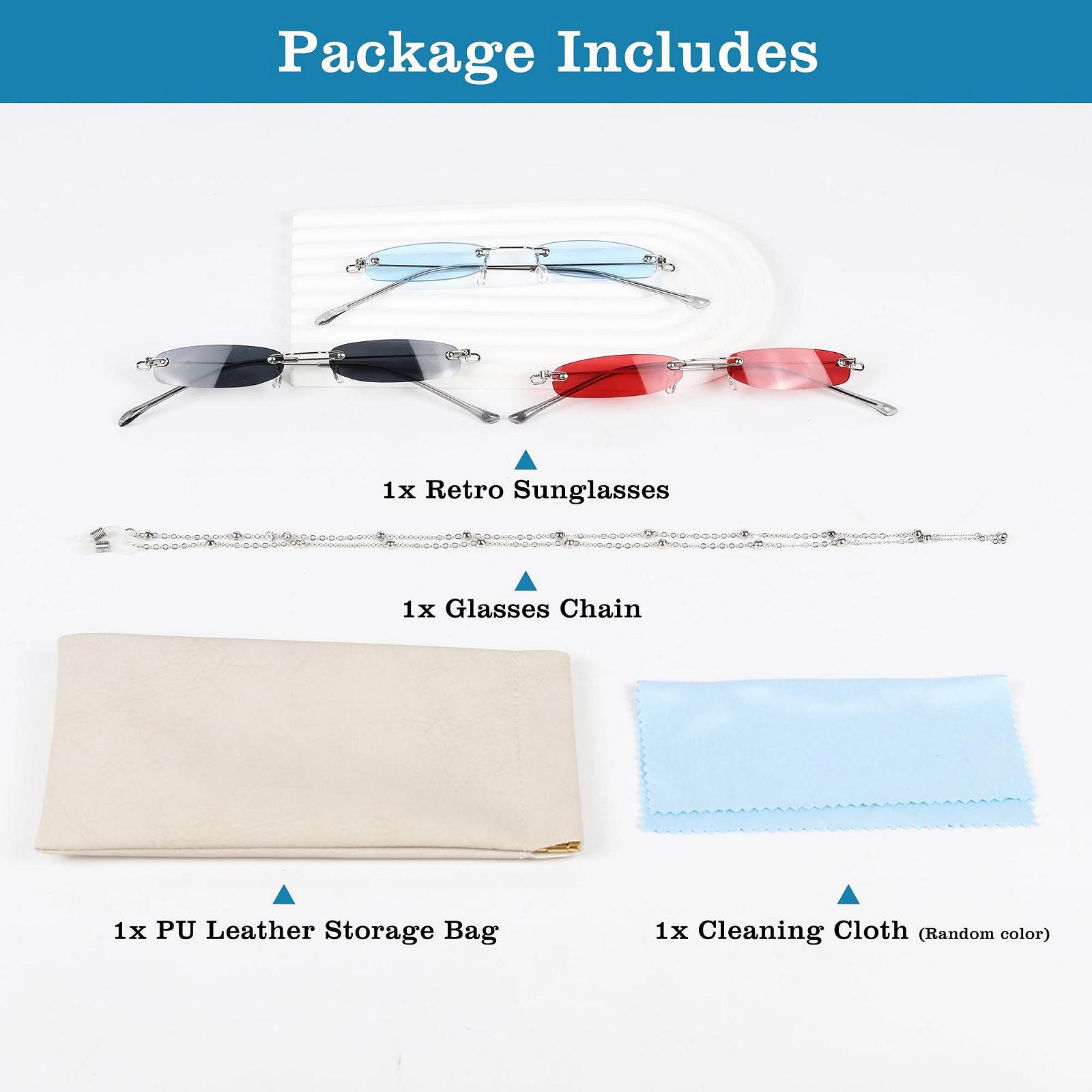 Сонцезахисні Окуляри Прямокутні Вузькі Без Оправи MEGAVOW Ретро UV Захист, фото №5