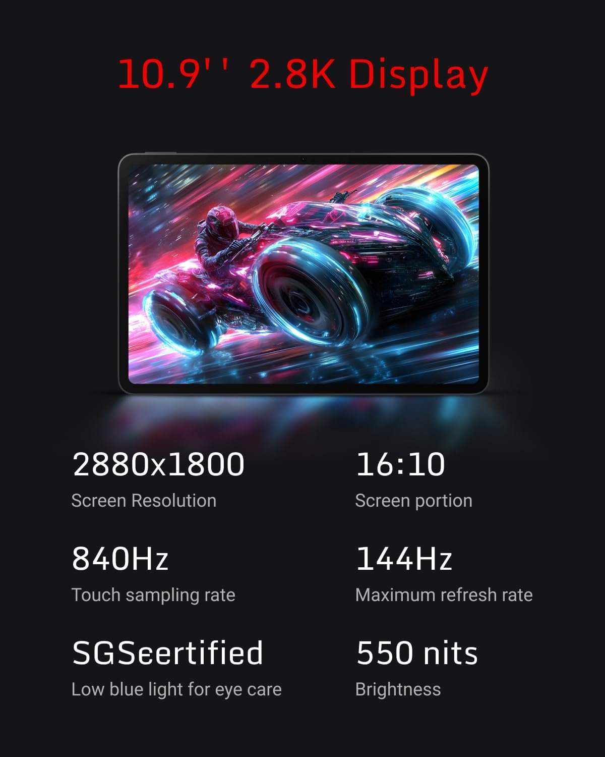 Планшет 10.9" 2.8K REDMAGIC Nova NP03J (16+12)/512 ГБ 8 ядер Android 14 10100 mAh Midnight, фото №3