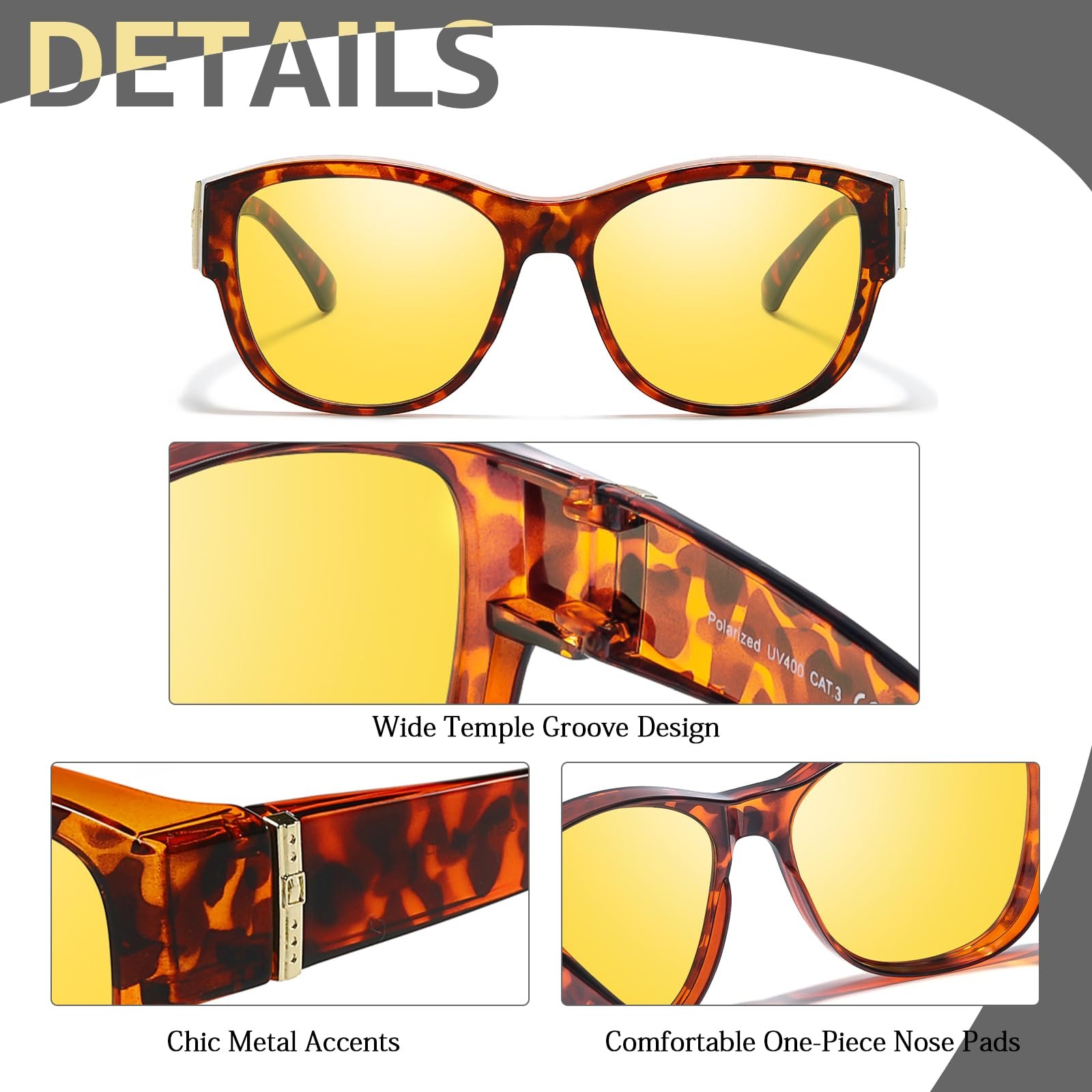 Антиблікові окуляри для водіння вночі Myiaur, жовті лінзи, TR90, фото №6