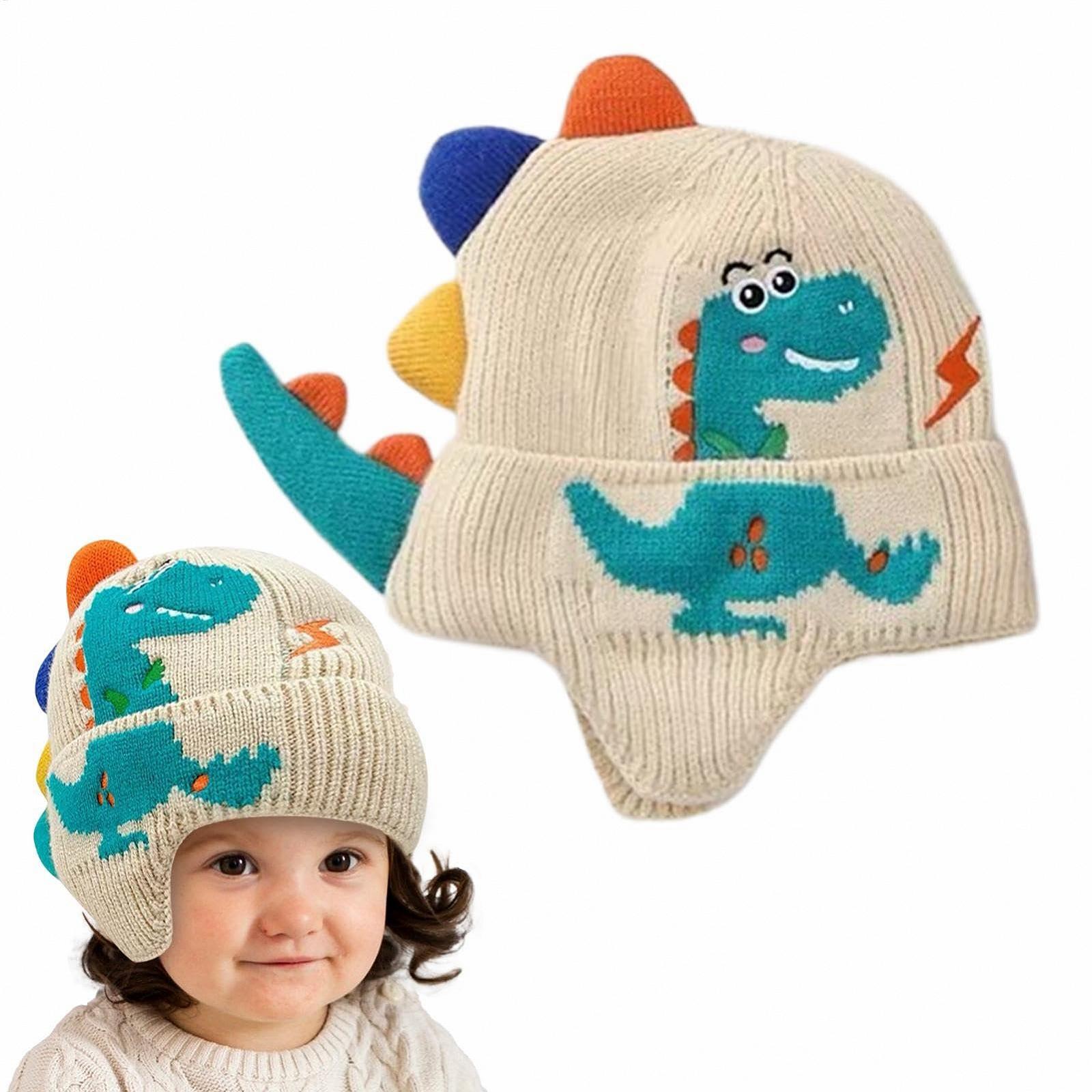 В'язана дитяча шапка з захистом вух від вітру Kinderstrickmützen Динозавр, фото №4 В'язана дитяча шапка з захистом вух від вітру Kinderstrickmützen Динозавр, фото №4