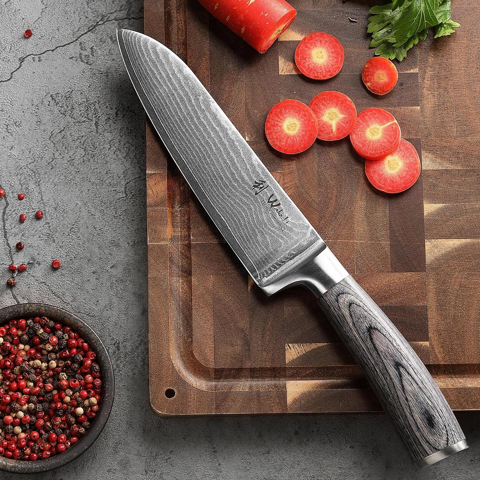 Набір ножів Wakoli Edis Professional Damascus, леза 8-20 см, 67 шарів дамаської сталі з серцевиною VG10, руків’я з дерева Pakka, фото №2